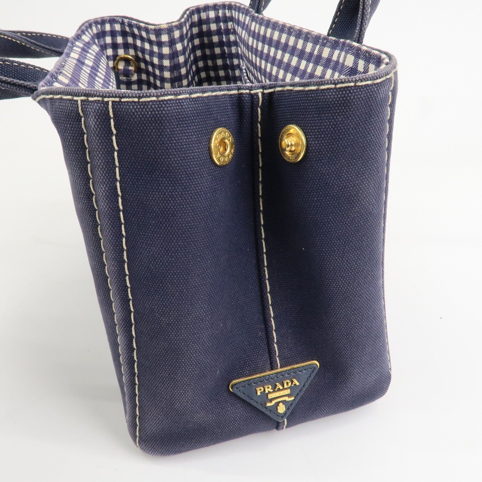 PRADA Canapa Mini Denim 2Way Hand Bag Tote Bag Navy 1BG439