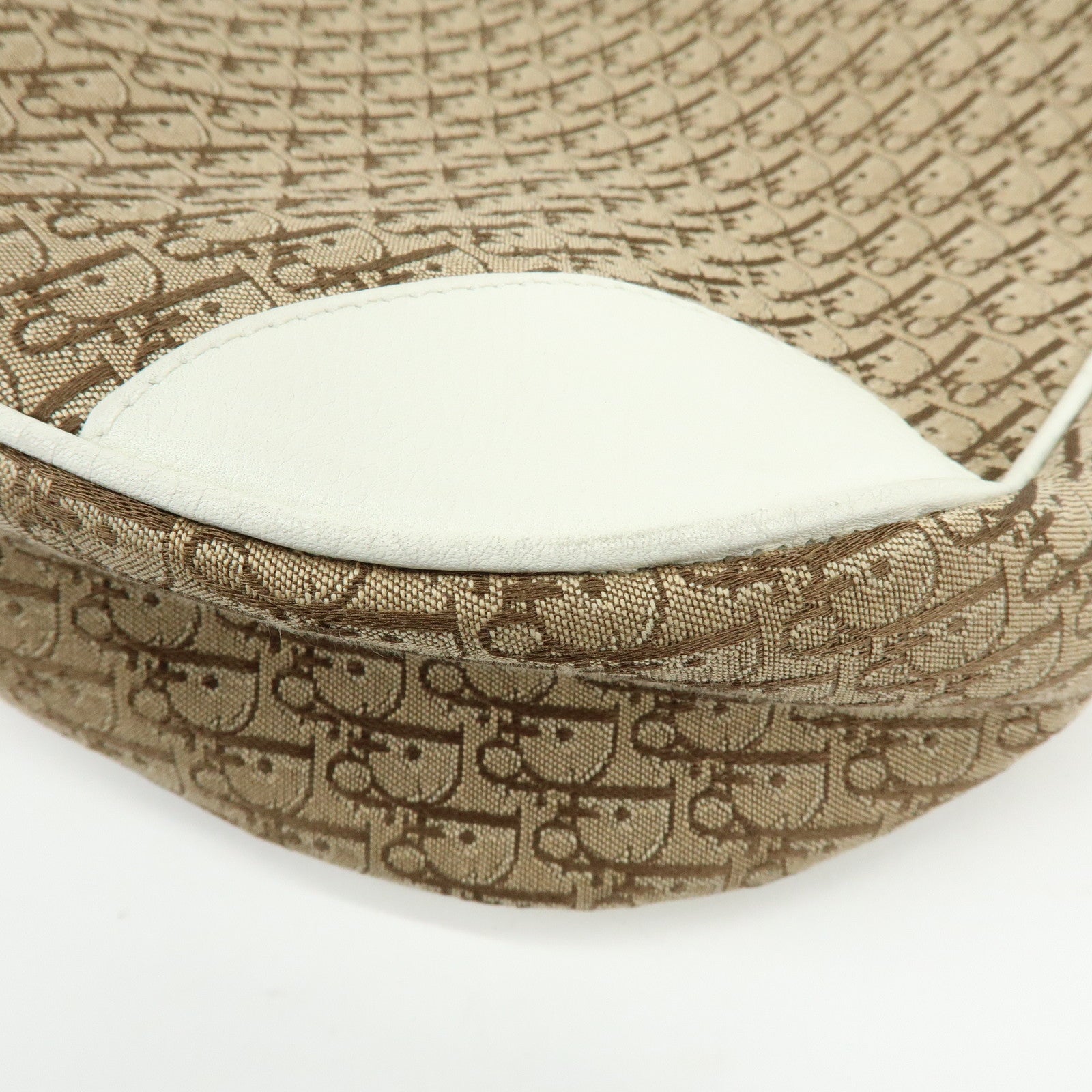 Christian Dior Trotter Jacguard Canvas Leather Shoulder Bag Brown