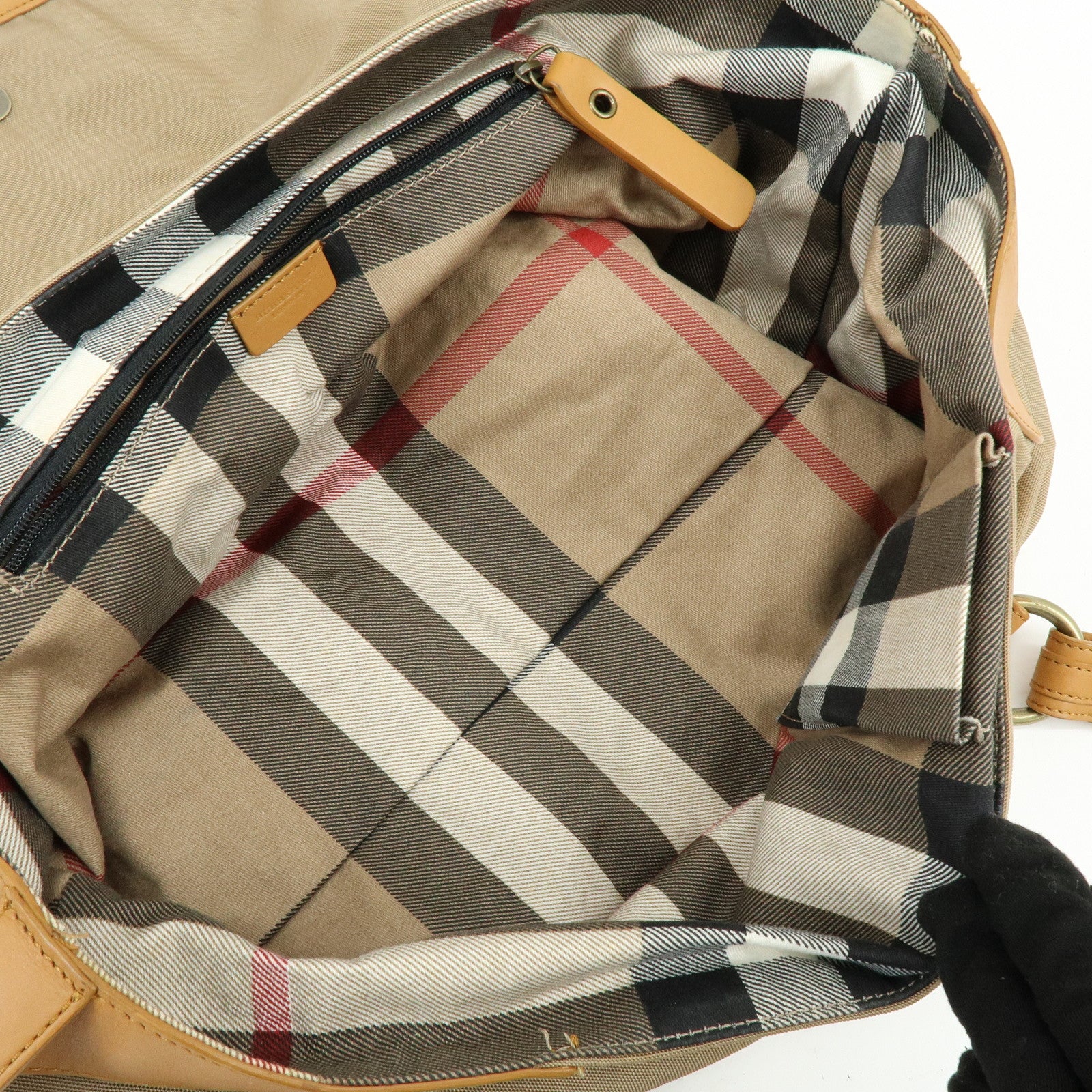 BURBERRY Canvas Leather Shoulder Bag Beige Light Brown