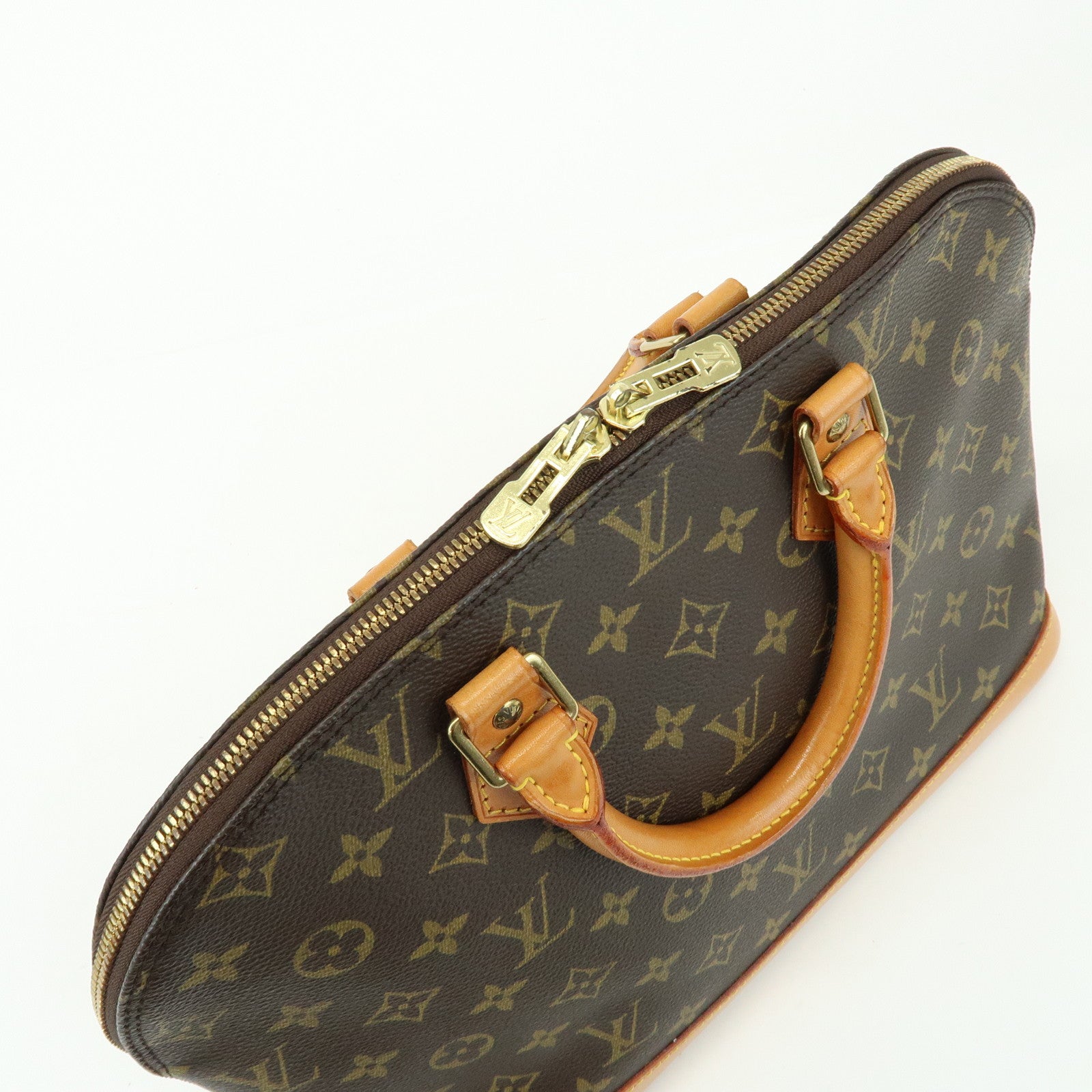 Louis Vuitton Monogram Alma PM Canvas Leather Hand Bag Brown M51130