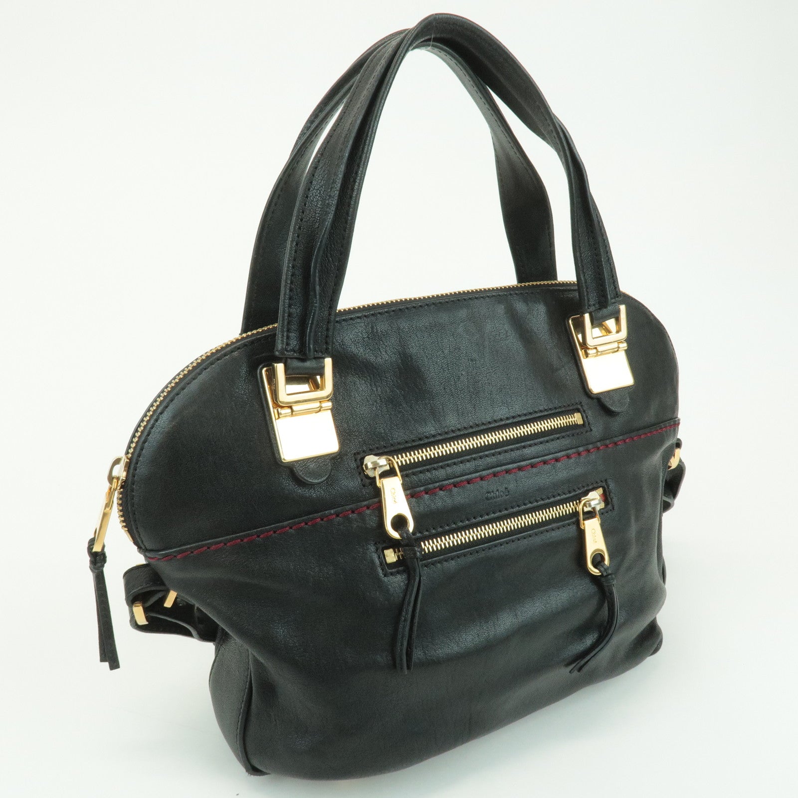 Chloe Angie Leather 2Way Tote Bag Hand Bag Shoulder Bag Black Used