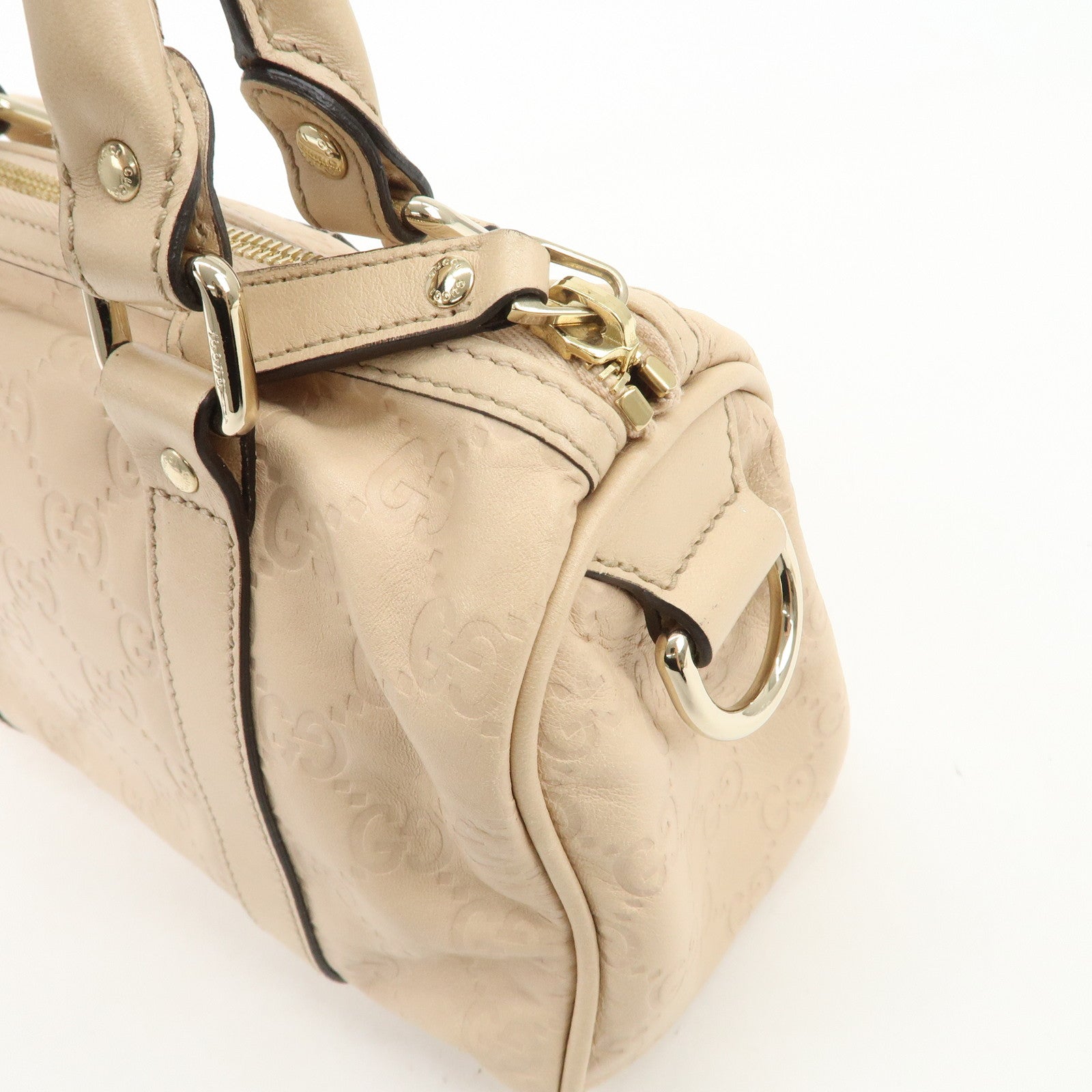 GUCCI Guccissima Leather Mini Boston Bag Pink Beige 193604