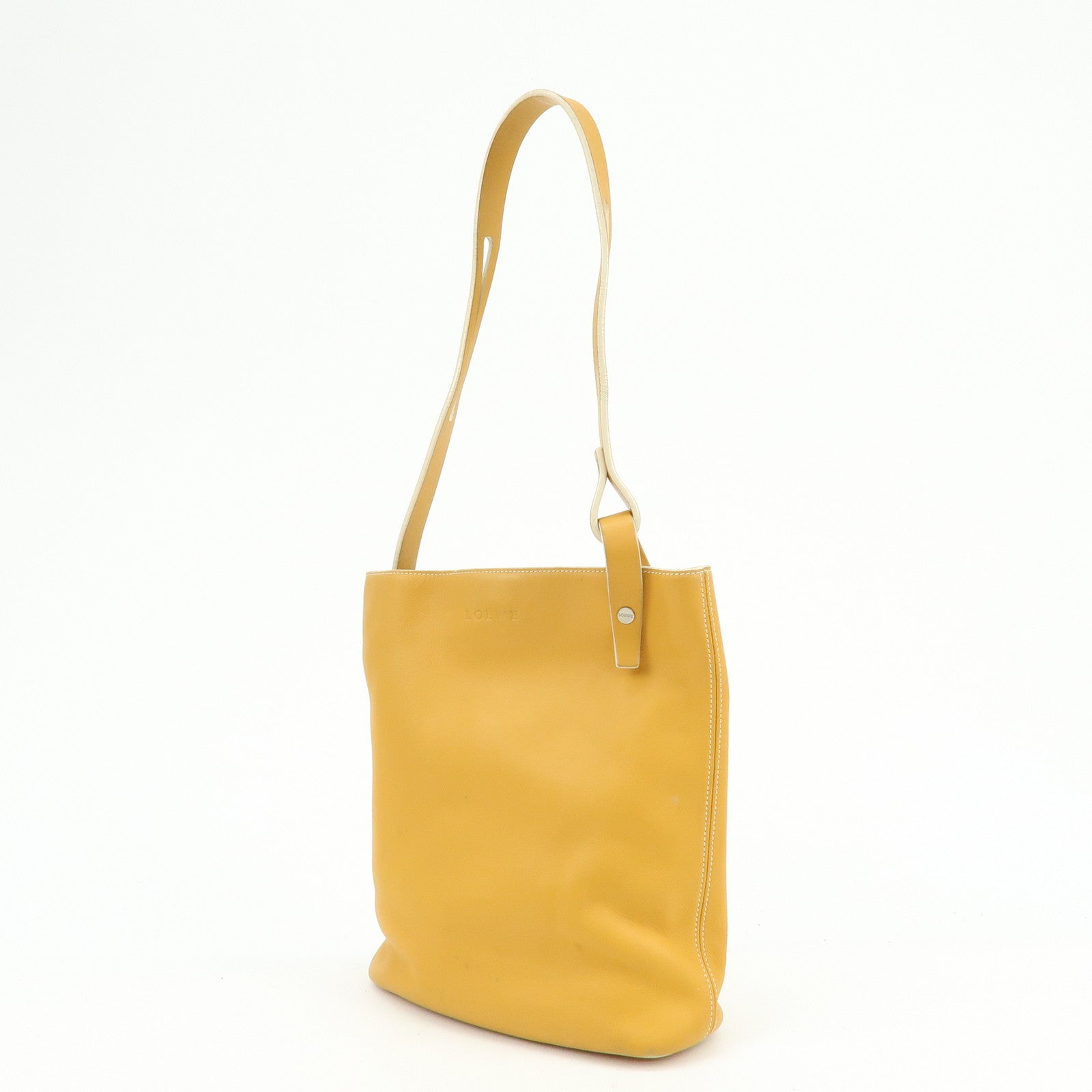 LOEWE Leather Shoulder Bag Hand Bag Light Brown