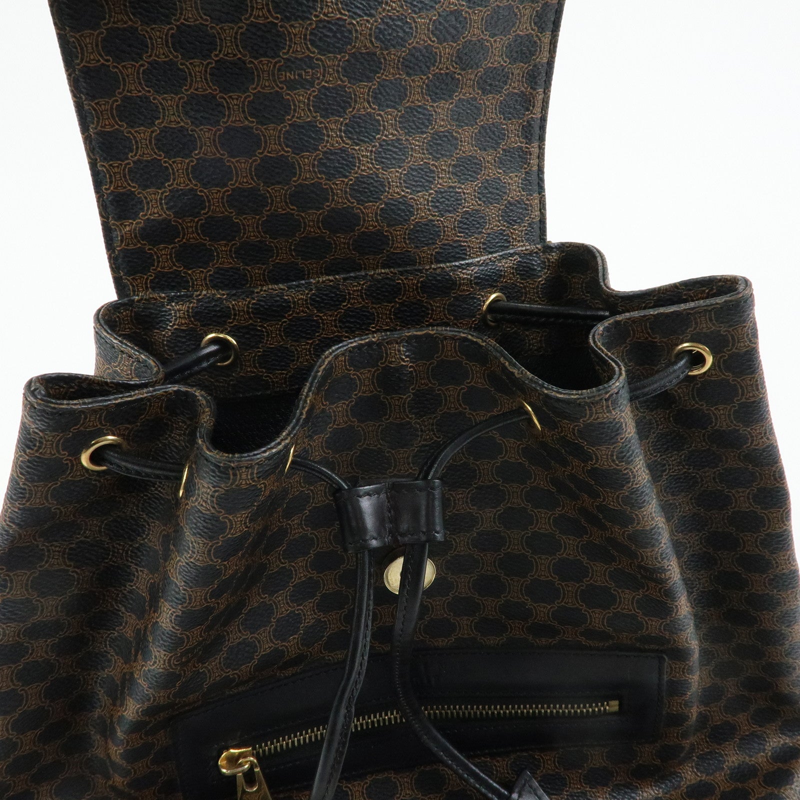 CELINE Macadam PVC Leather Backpack Black Brown