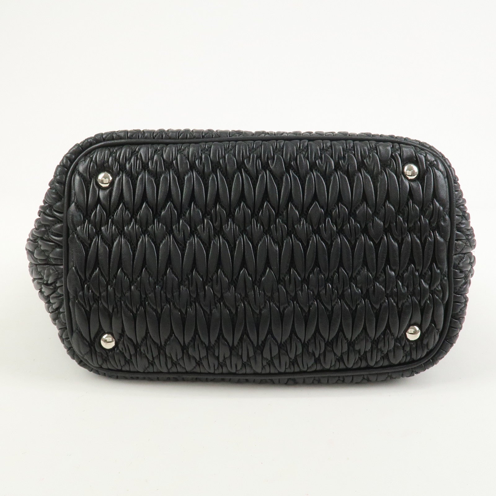 MIU MIU Matelasse Nappa Crystal 2Way Shoulder Bag Black 5BE896