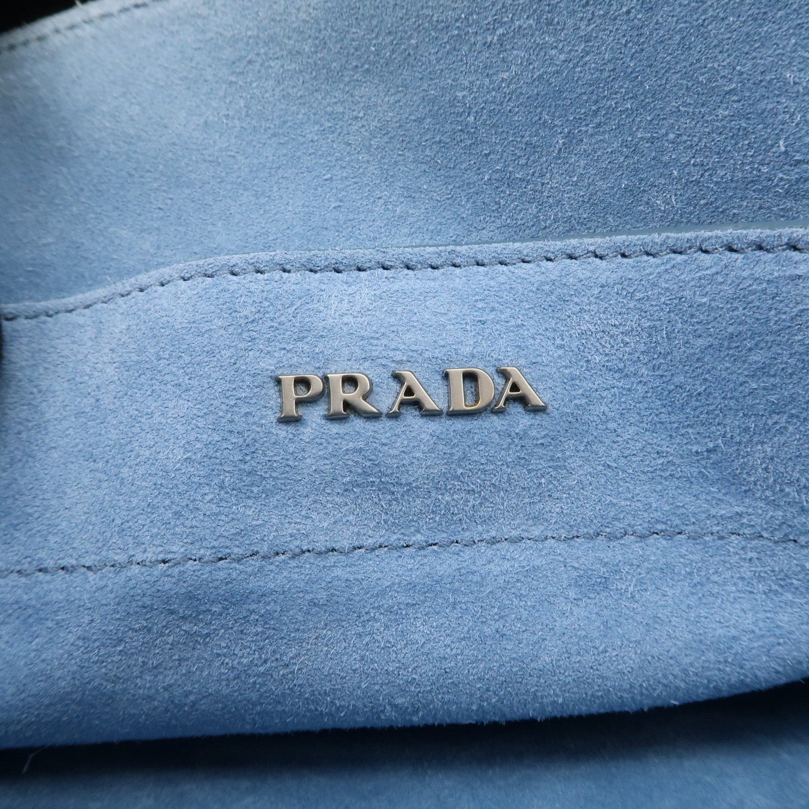 PRADA Logo Etiquette Leather Tote Bag Studs Black 1BG121