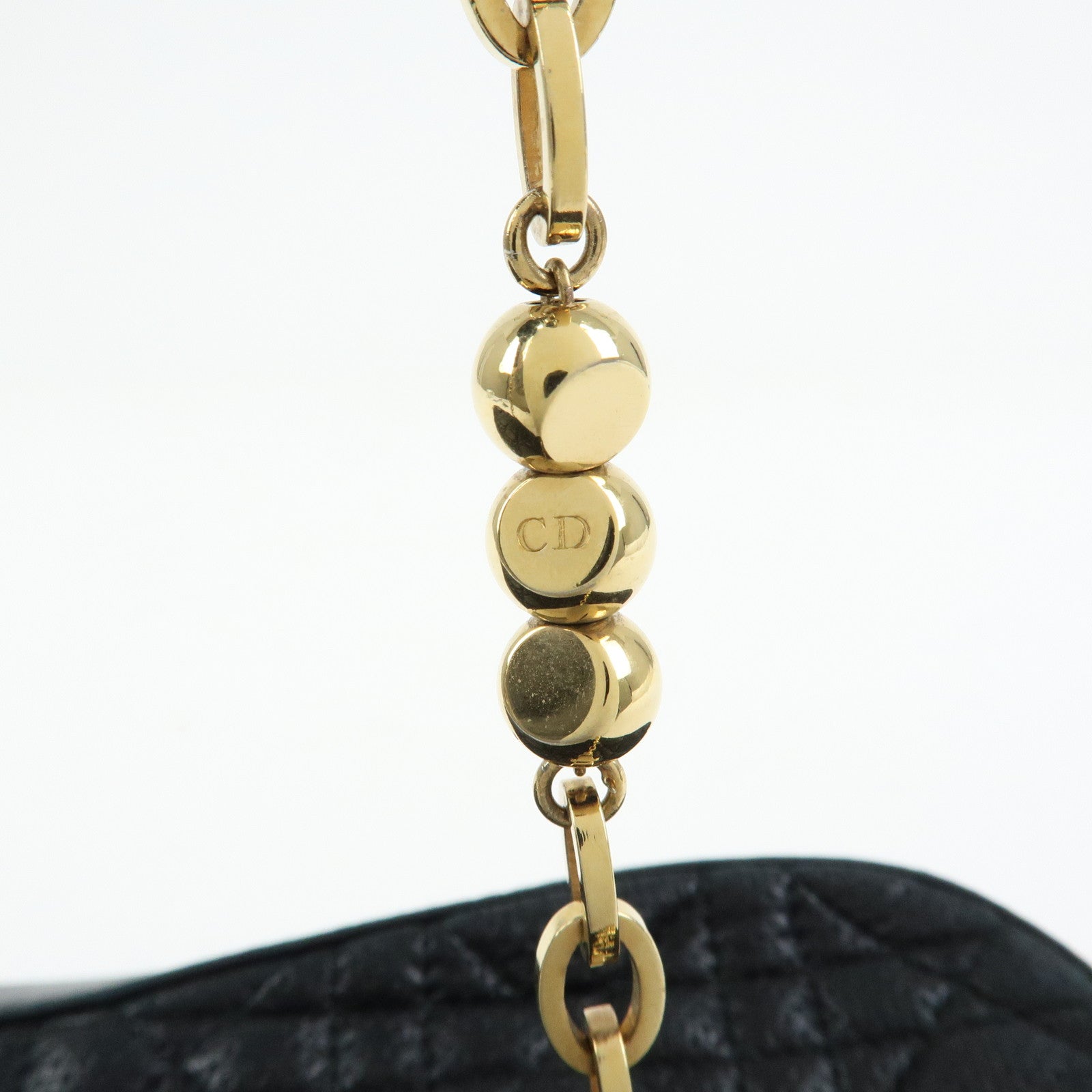 Christian Dior Cannage Leather Chain Shoulder Bag Clutch Bag Black