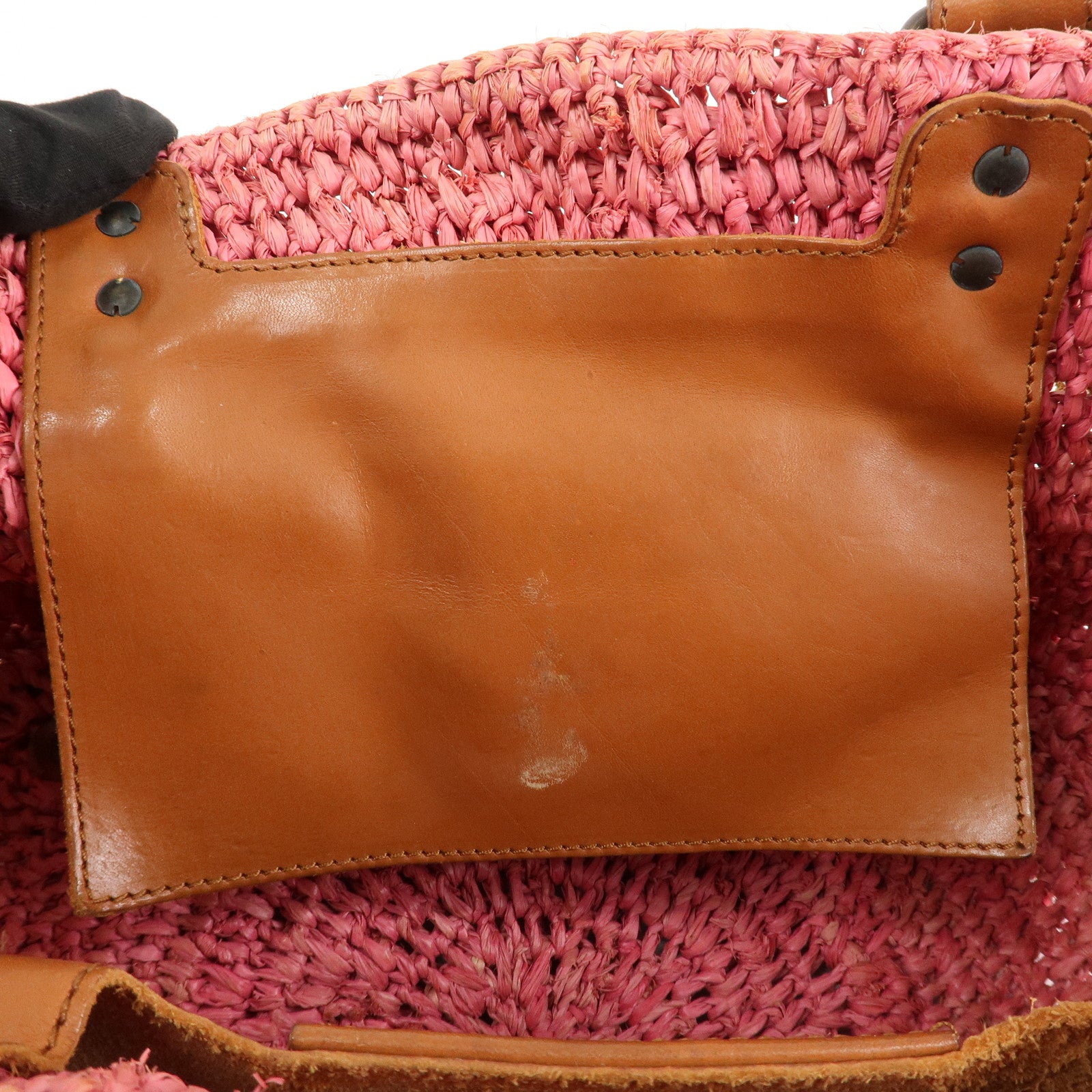 BALENCIAGA Straw Tote Bag Shoulder Bag Brown Pink 236741 Used