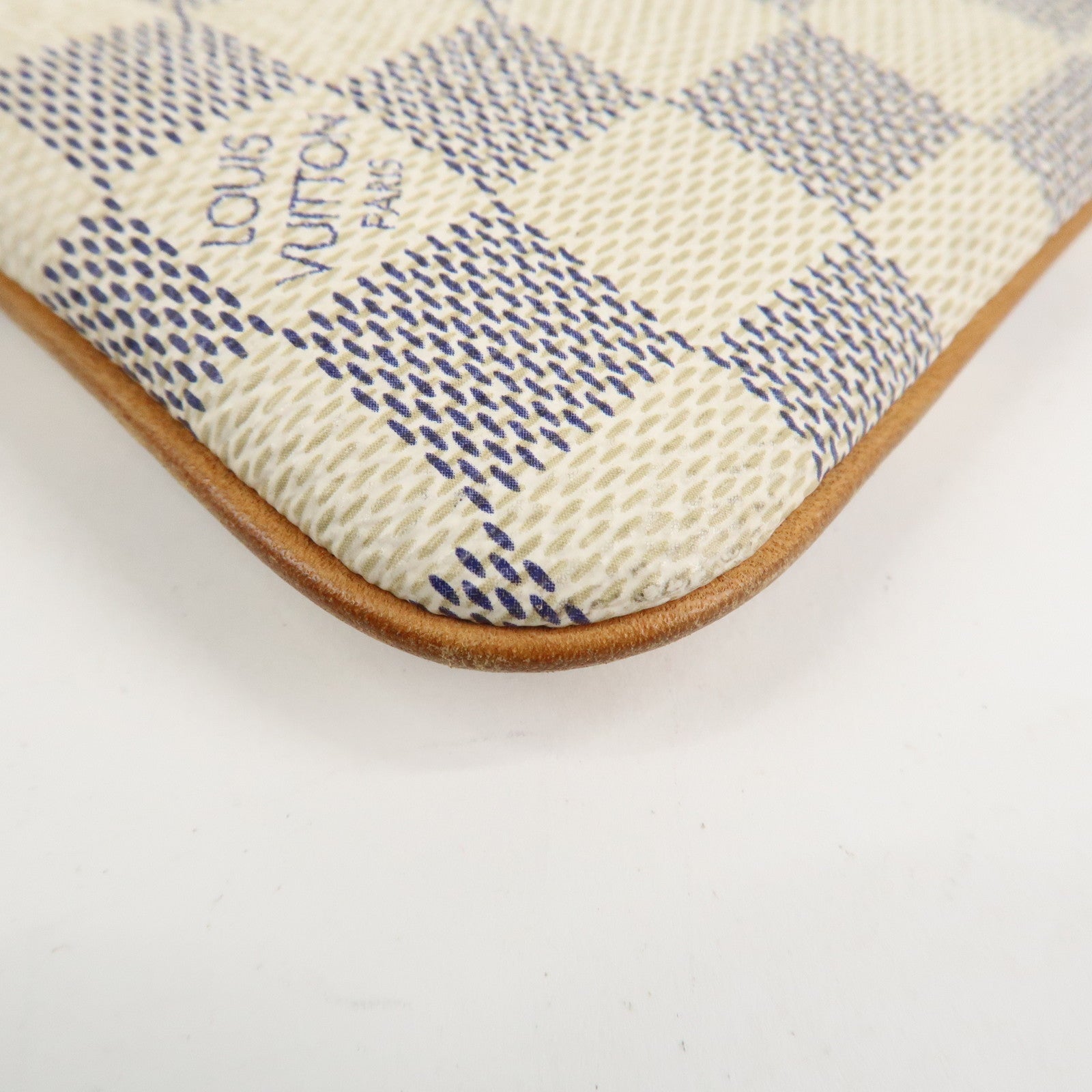 Louis Vuitton Damier Azur Pochette Milla MM Mini Pouch N60027 Used