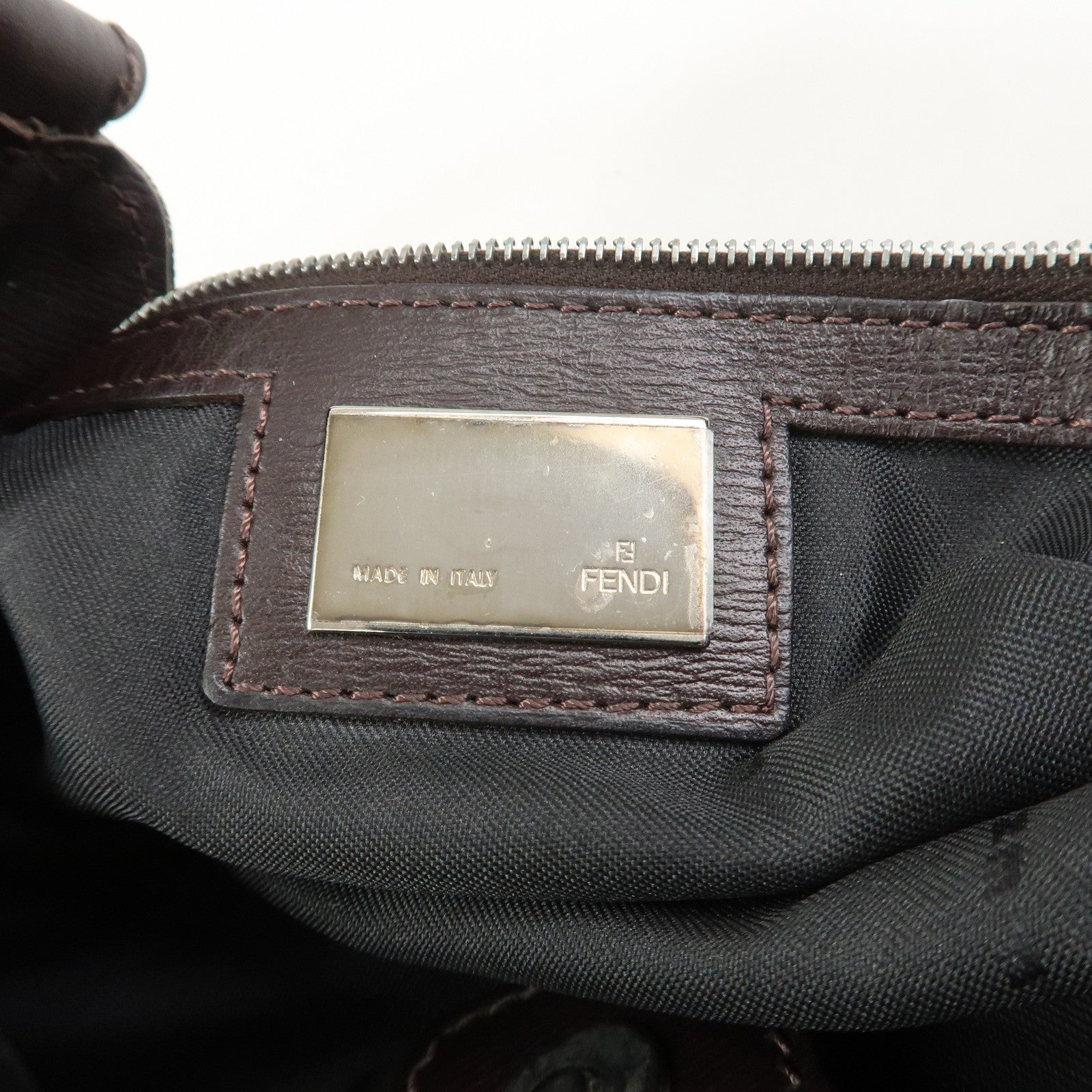 FENDI Canvas Leather Shoulder Bag Hand Bag Zebra Motif 8BR279