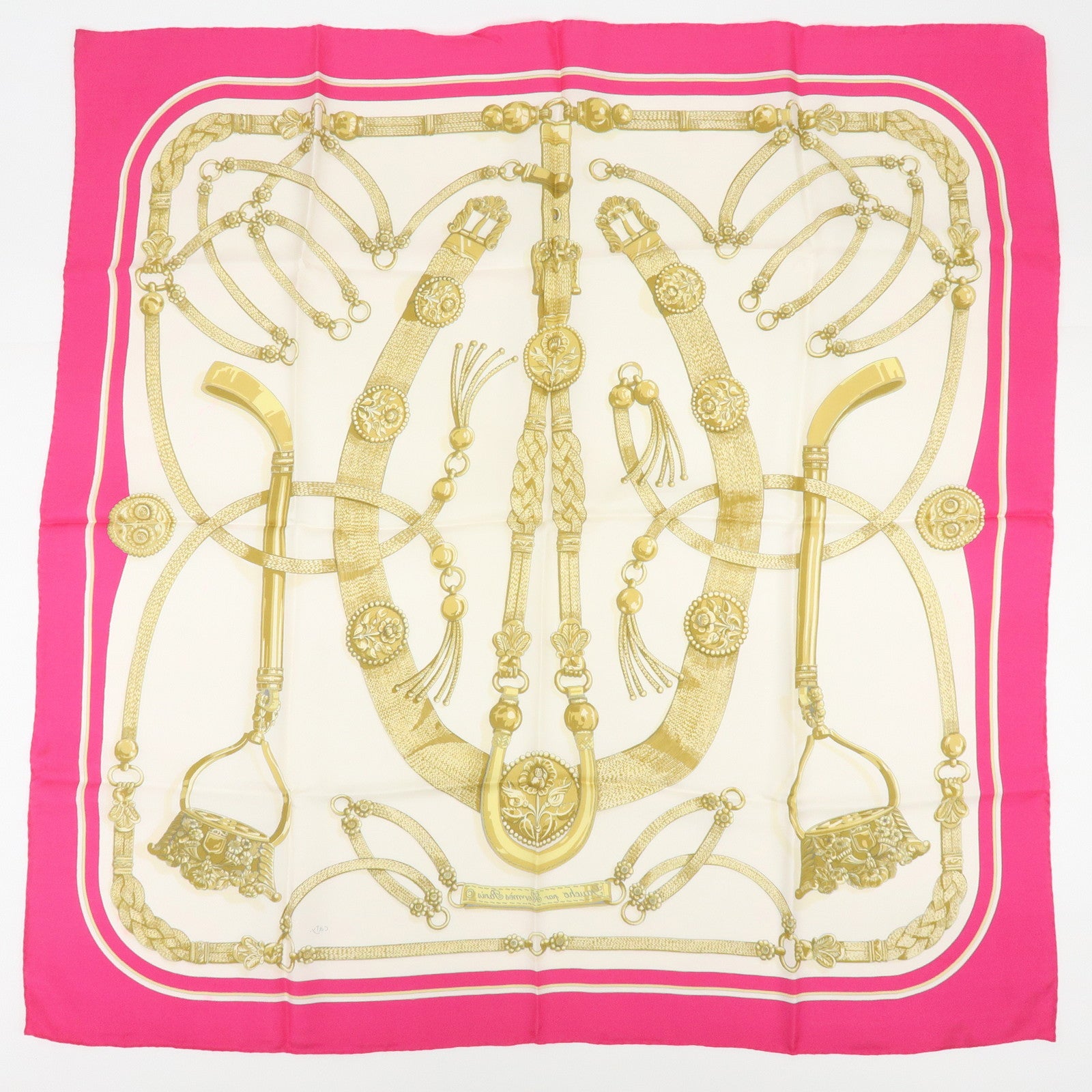 HERMES Carre 90 Set of 2 Silk 100% Scarves Gold Beige Pink