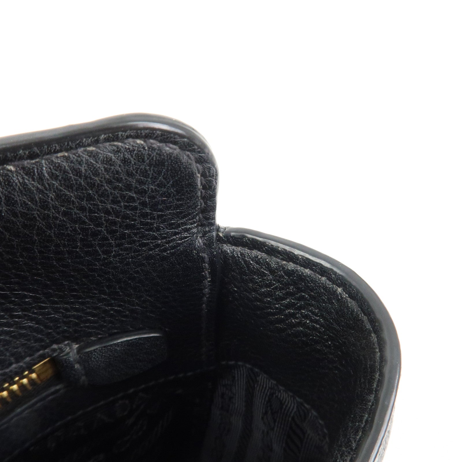 PRADA Logo Leather Shoulder Bag Tote Bag Black 1BG111