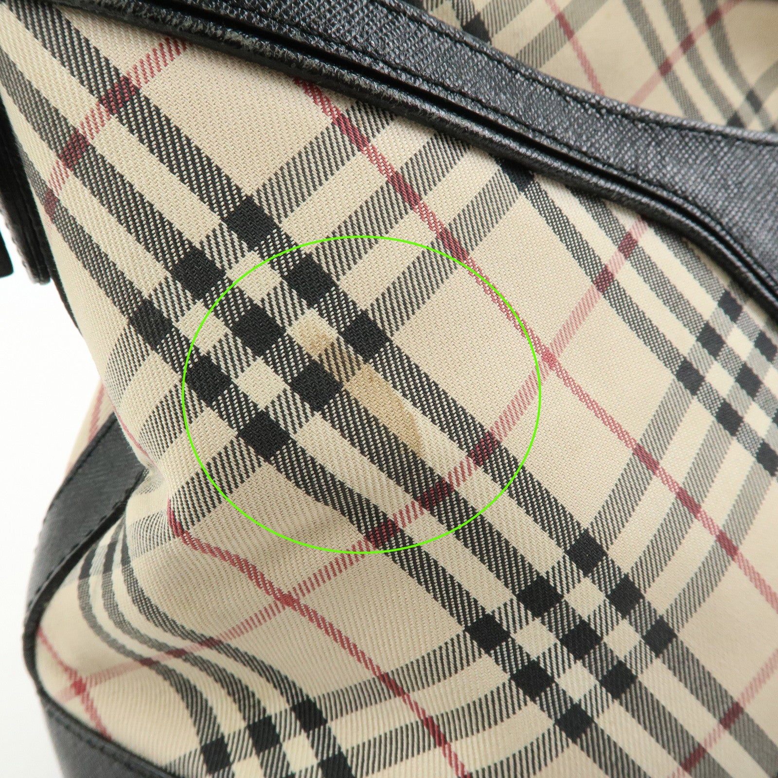 BURBERRY Nova Plaid Canvas Leather Shoulder Bag Beige Black
