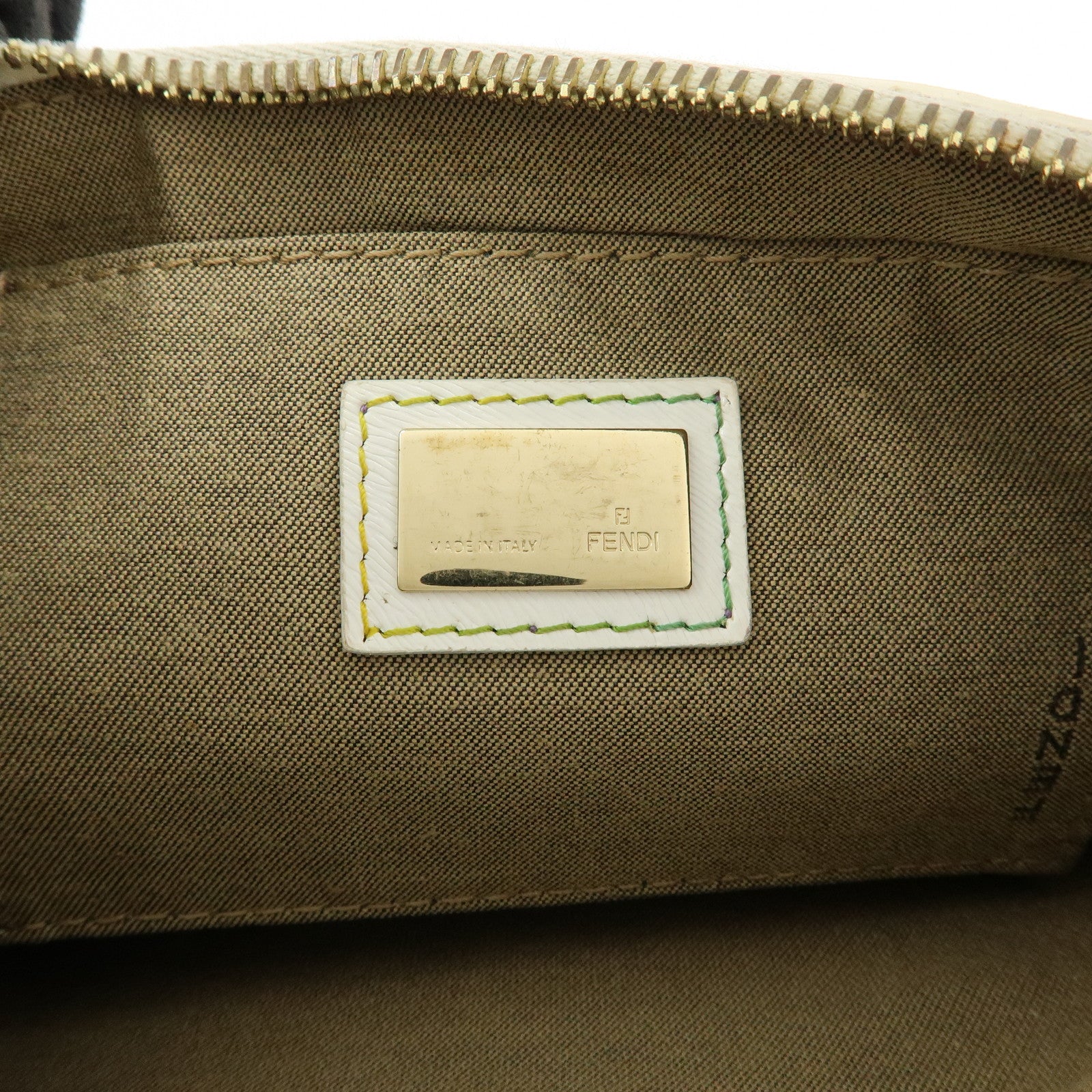 FENDI Zucca Print PVC Chain Accessory Pouch White Multicolor 8BR592