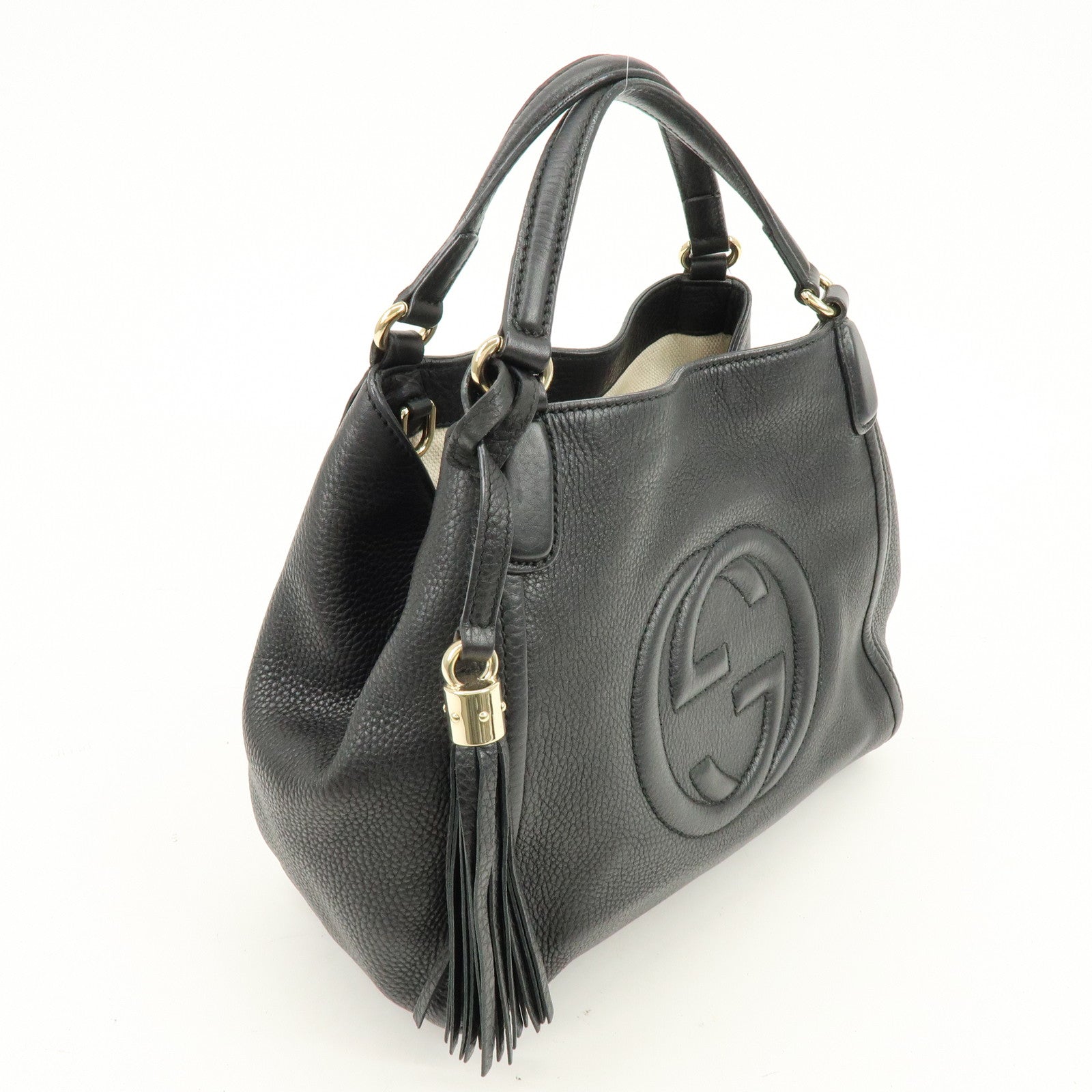 GUCCI SOHO Interlocking G 2Way Bag Hand Bag Black 336751