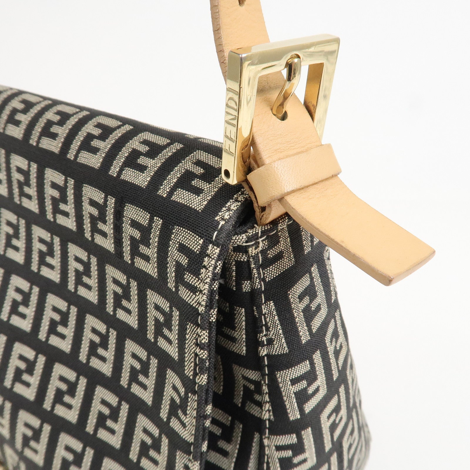 FENDI Mamma Baguette Canvas Leather Shoulder Bag 8BR001