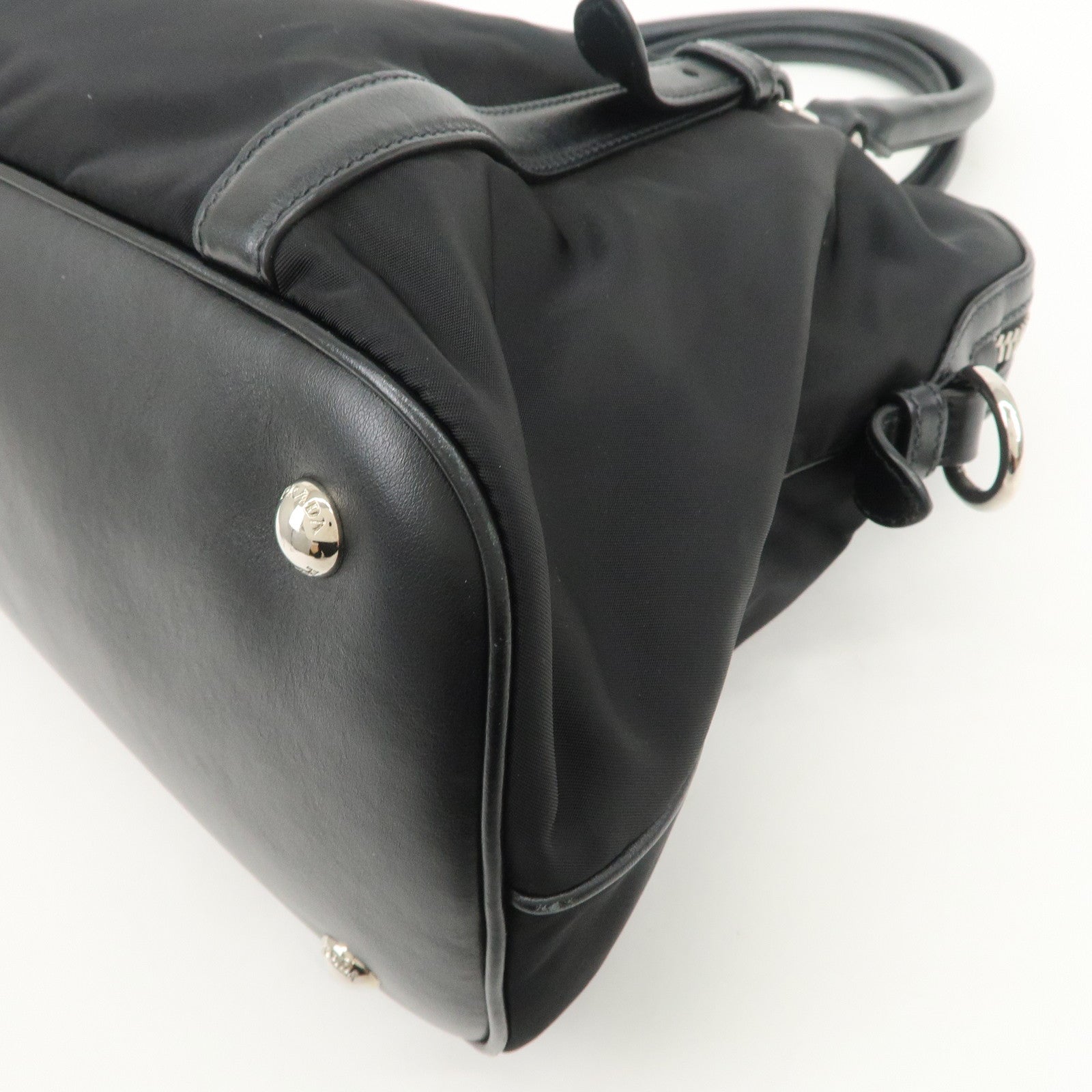 PRADA Nylon Leather 2Way Bag Hand Bag Shoulder Bag Black 1BB912