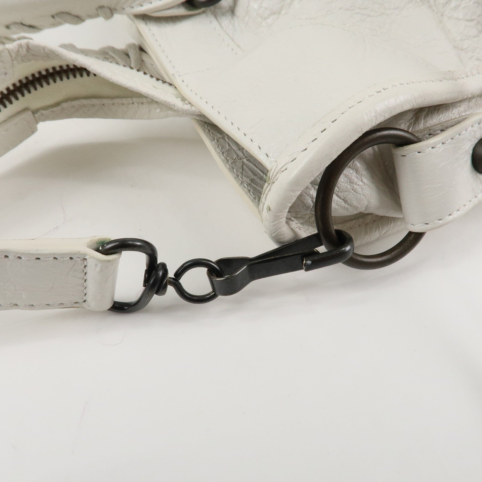 BALENCIAGA The City Leather 2Way Hand Bag White 115748 Used