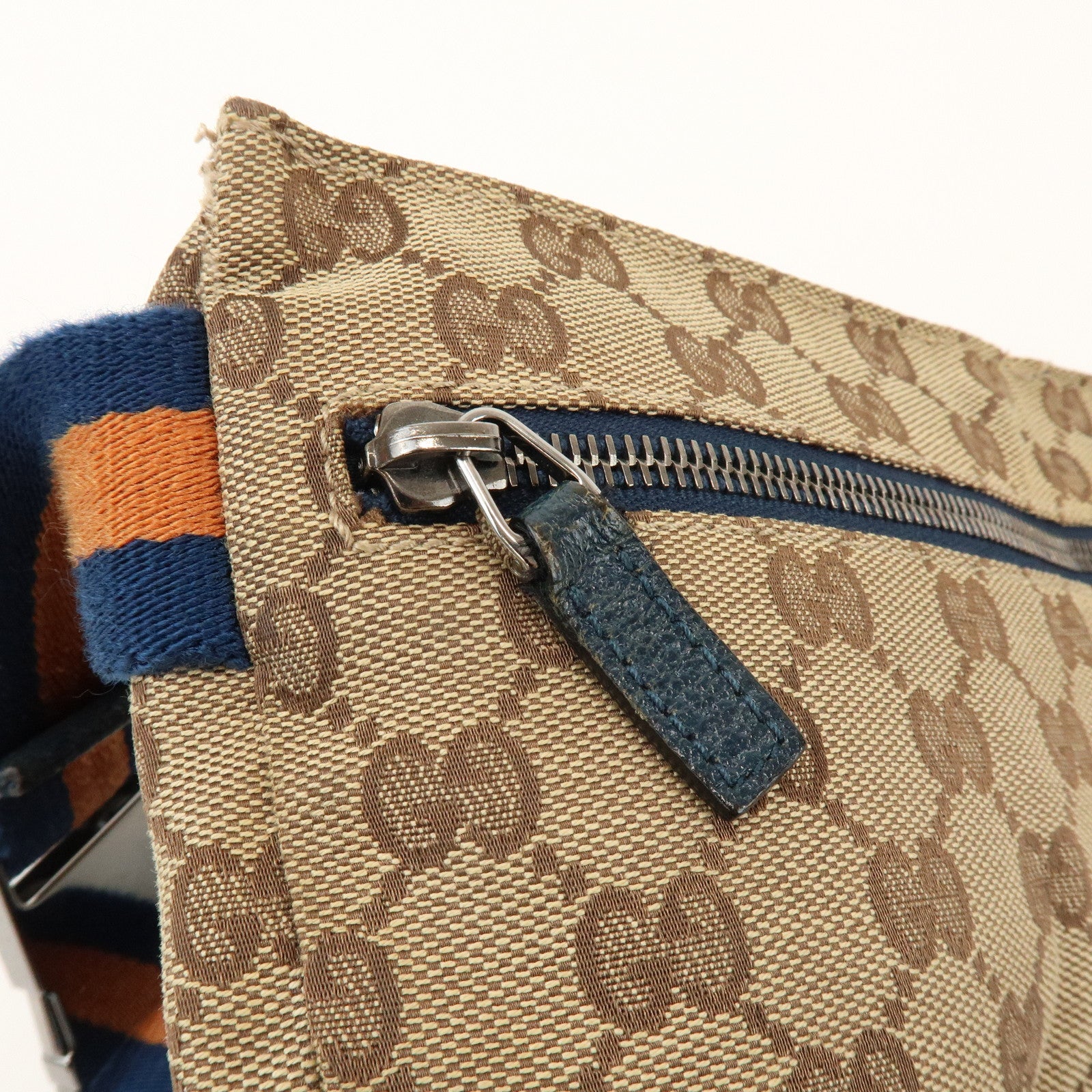 GUCCI Sherry GG Canvas Leather Waist Bag Crossbody Bag Beige 28566