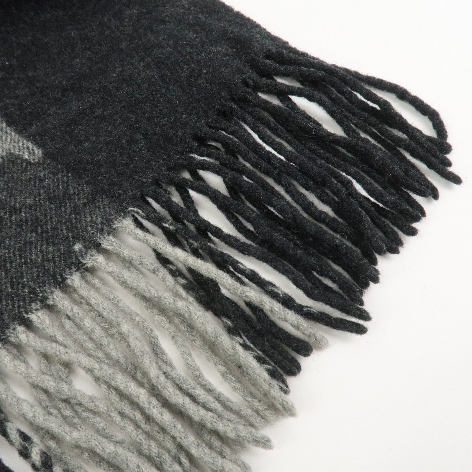 Christian Dior Logo Wool Cashmere Scarf Black Gray