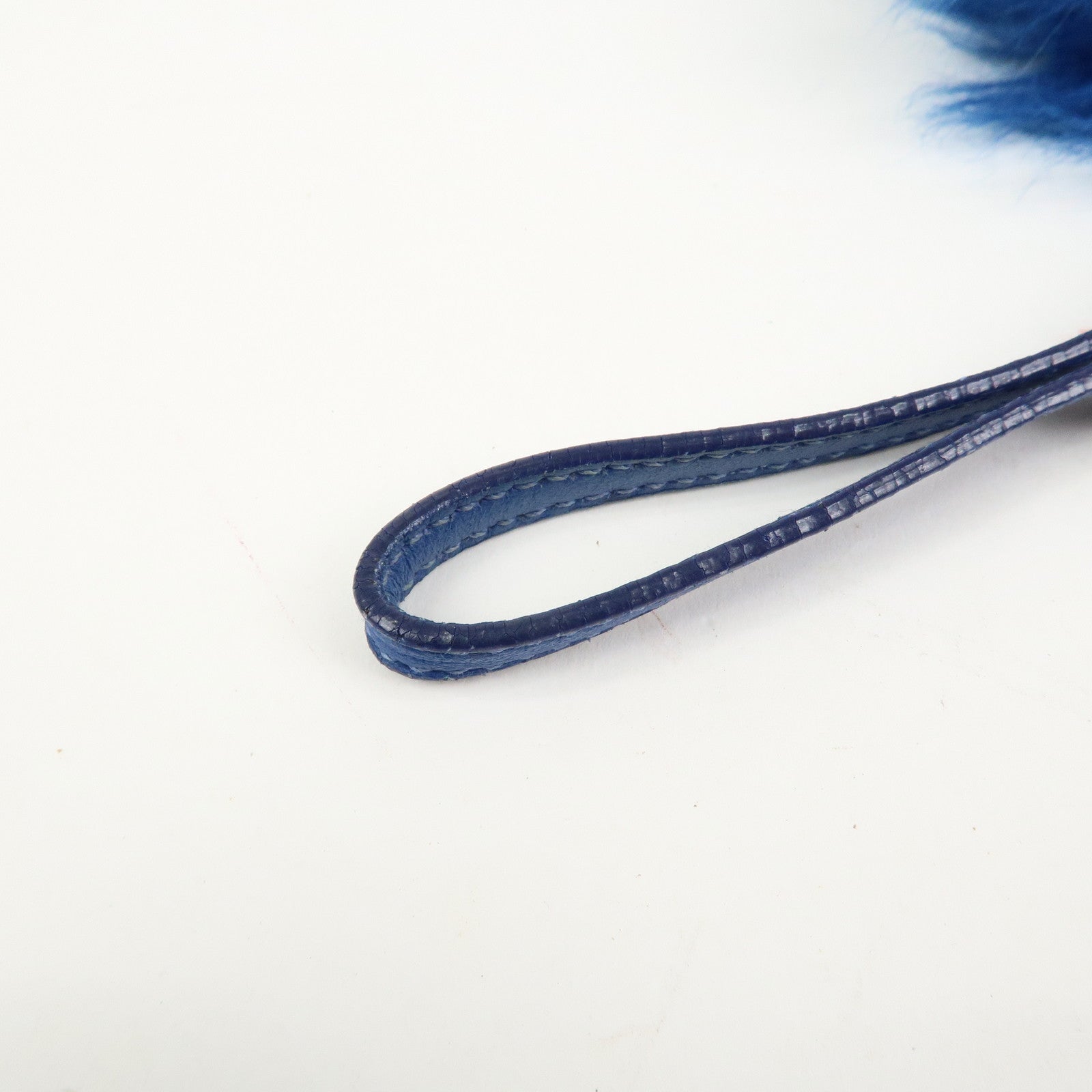 PRADA Triangle Logo Faux Fur Clutch Bag Flat Pouch Blue 1N1530