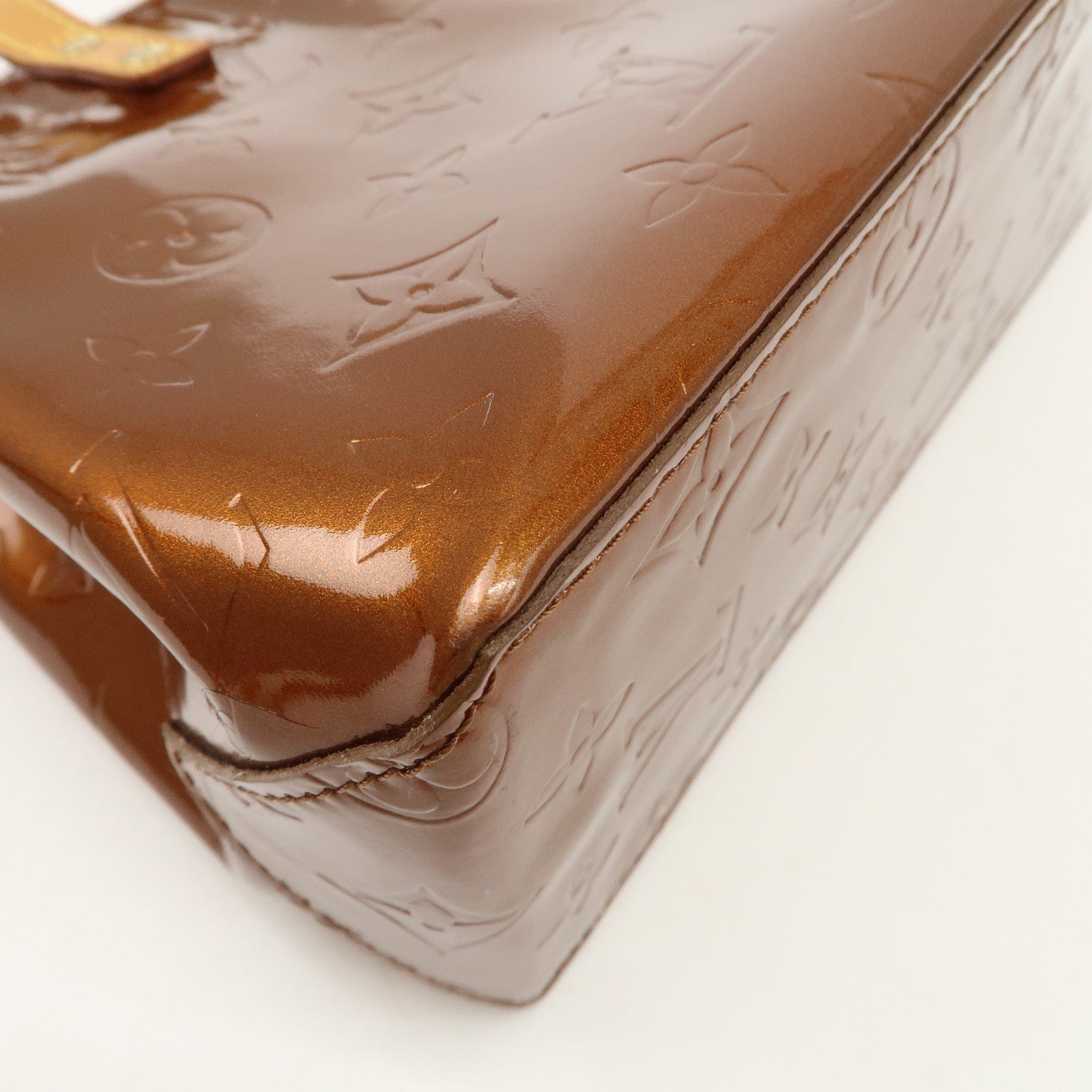Louis Vuitton Monogram Vernis Lead PM Hand Bag Bronze M91146 Used