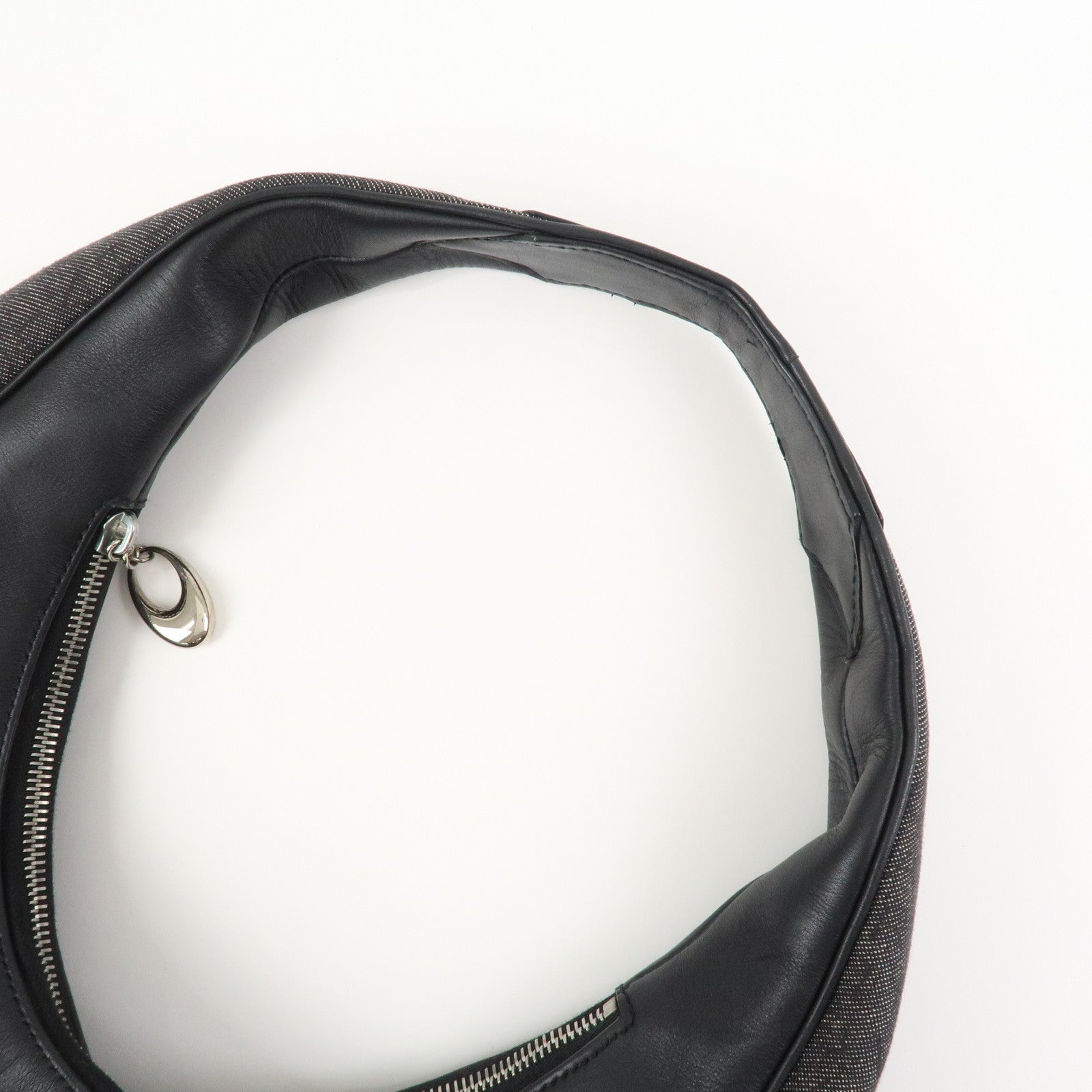 BVLGARI Logo Mania Canvas Leather Ascot Shoulder Bag Black