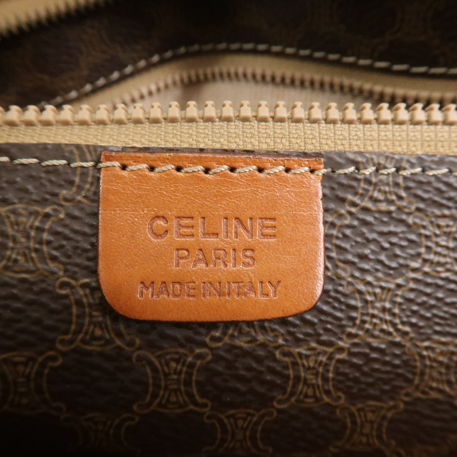 CELINE Macadam PVC Canvas Leather Tote Bag Shoulder Bag Brown