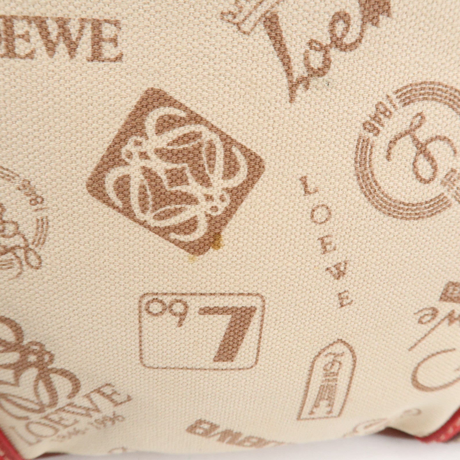 LOEWE Anagram 160th Anniversary Canvas Leather Shoulder Bag Beige