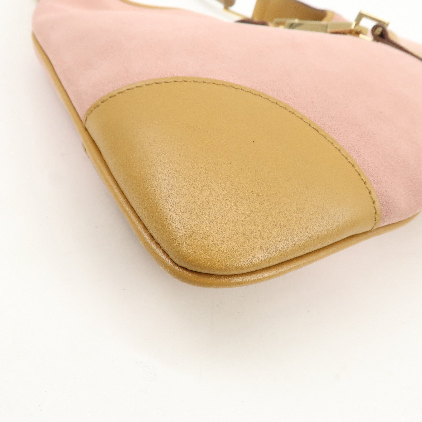 GUCCI Bamboo Kandinsky Suede Shoulder Bag Pink Beige 001.4060