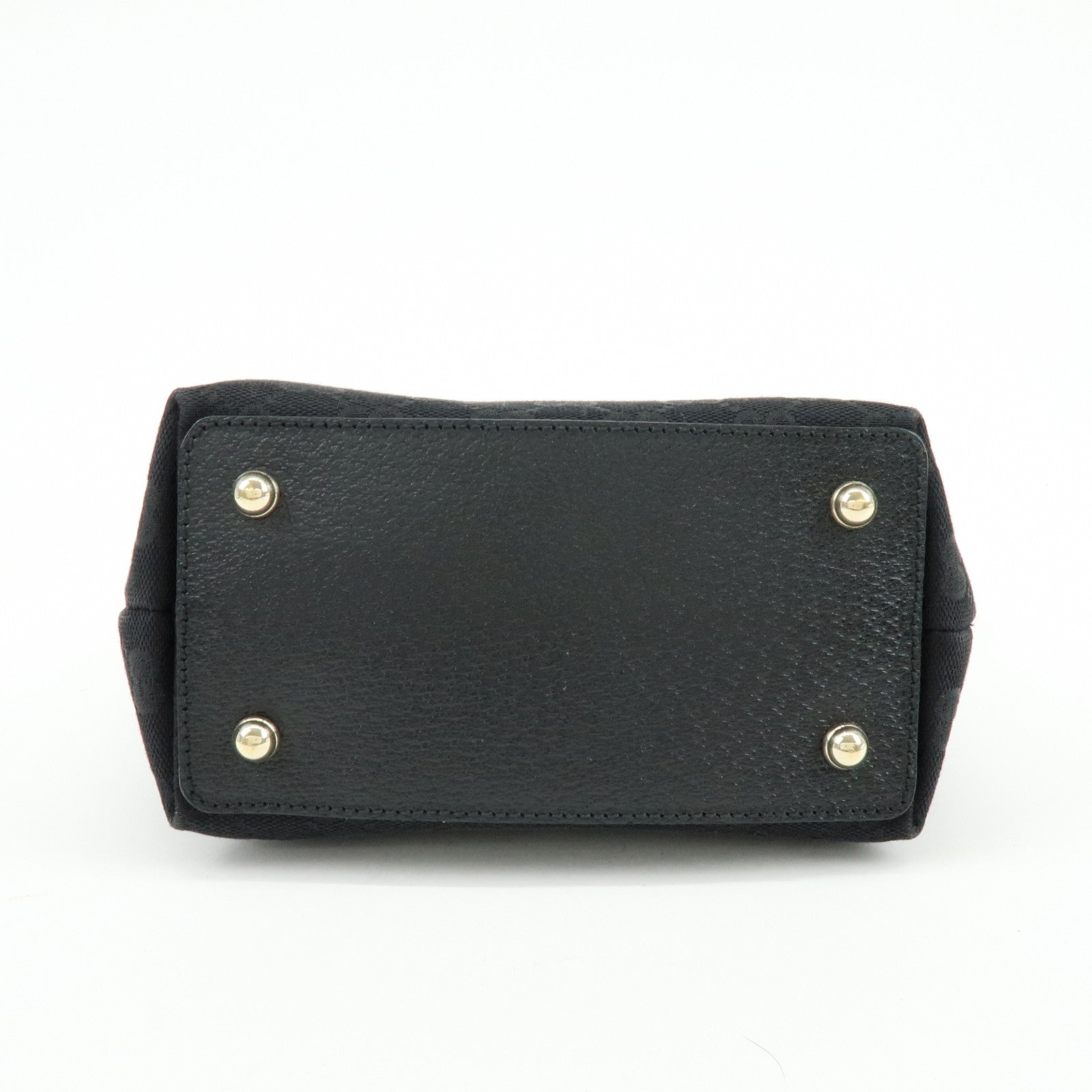 GUCCI Bamboo GG Canvas Leather Hand Bag Tote Bag Black 140203