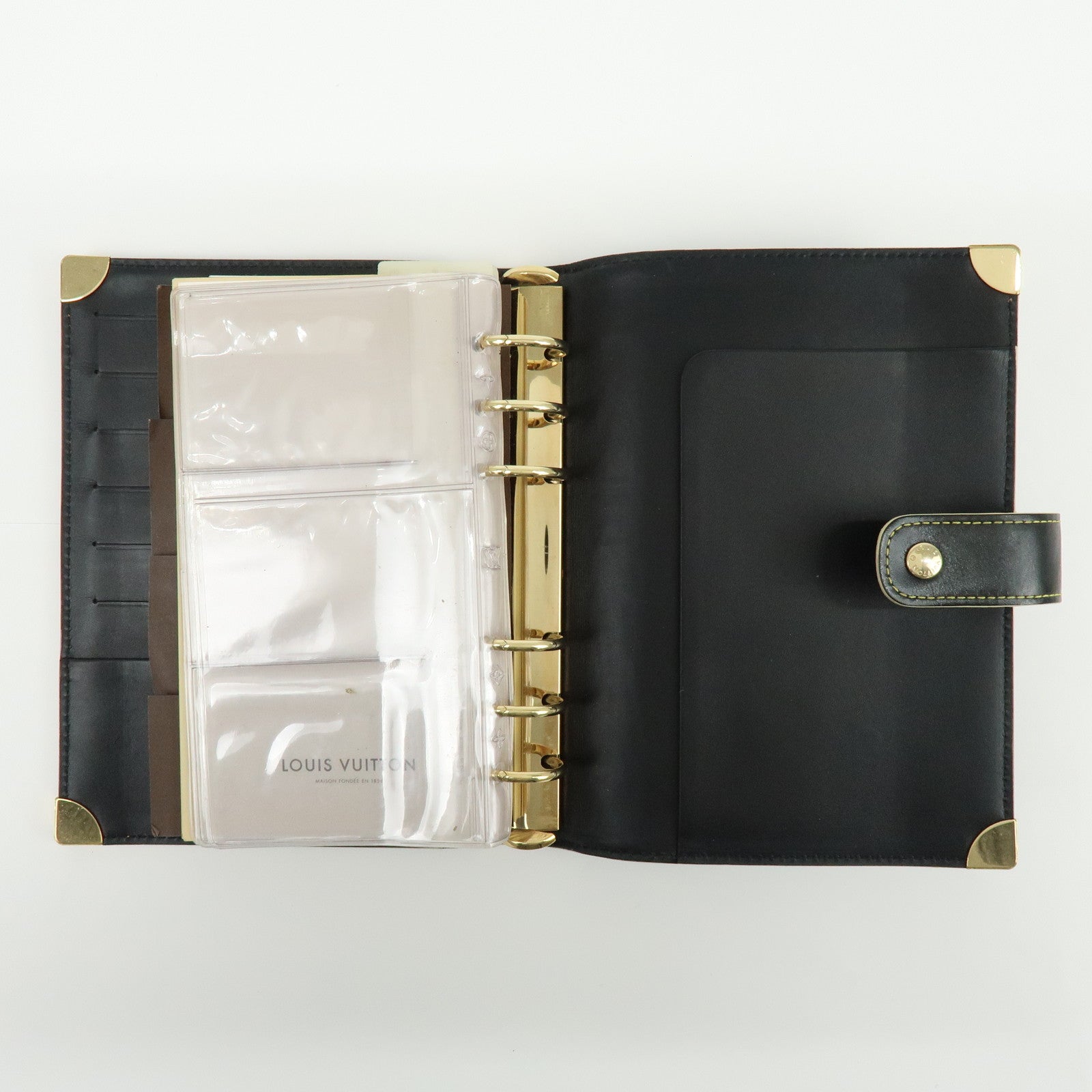 Louis Vuitton Suhari Leather Agenda MM Planner Cover Noir R20884
