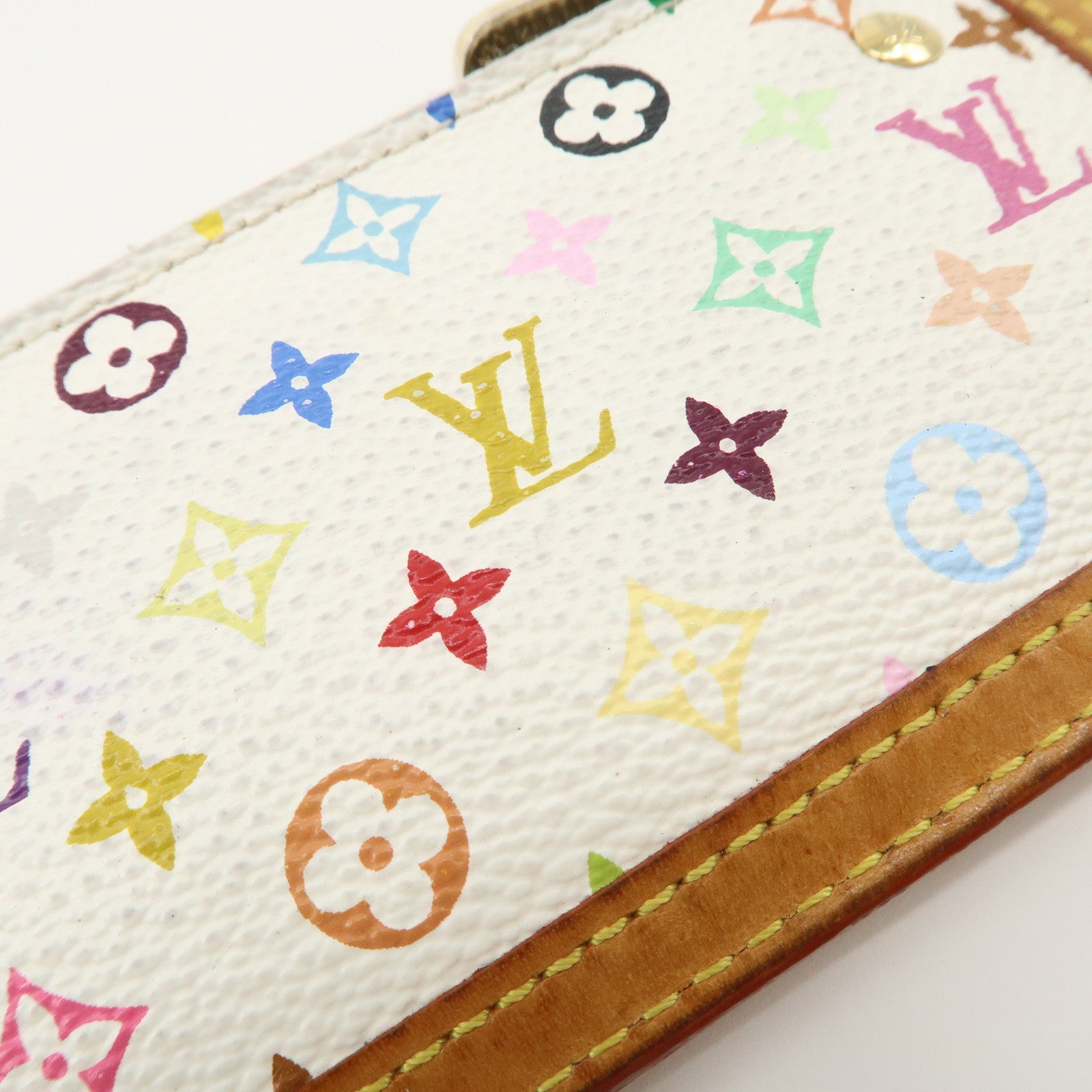 Louis Vuitton Monogram Multicolor Pochette Cles Coin Case Blanc M92655 Used