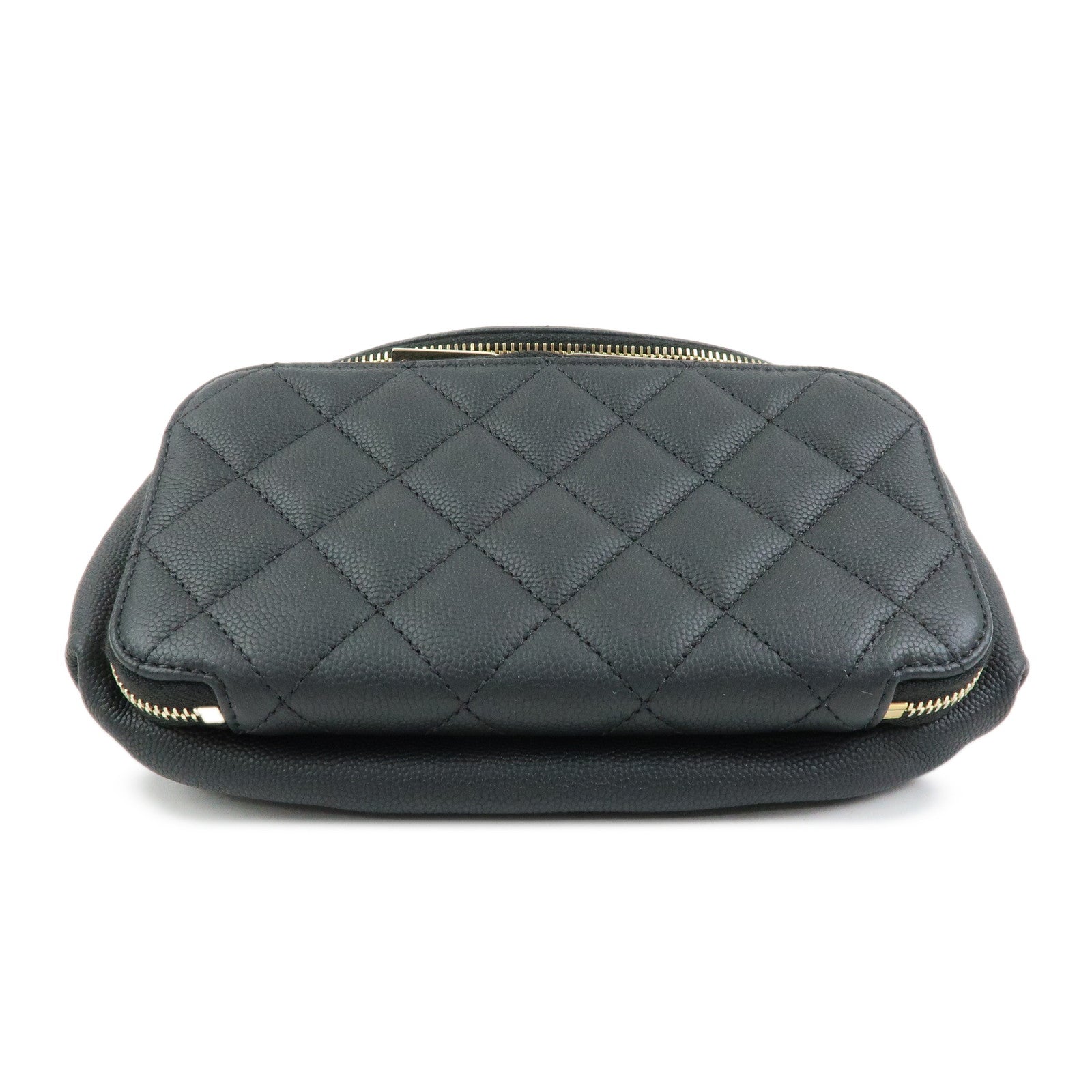 CHANEL Matelasse Caviarskin Waist Pouch Bag Body Bag Black