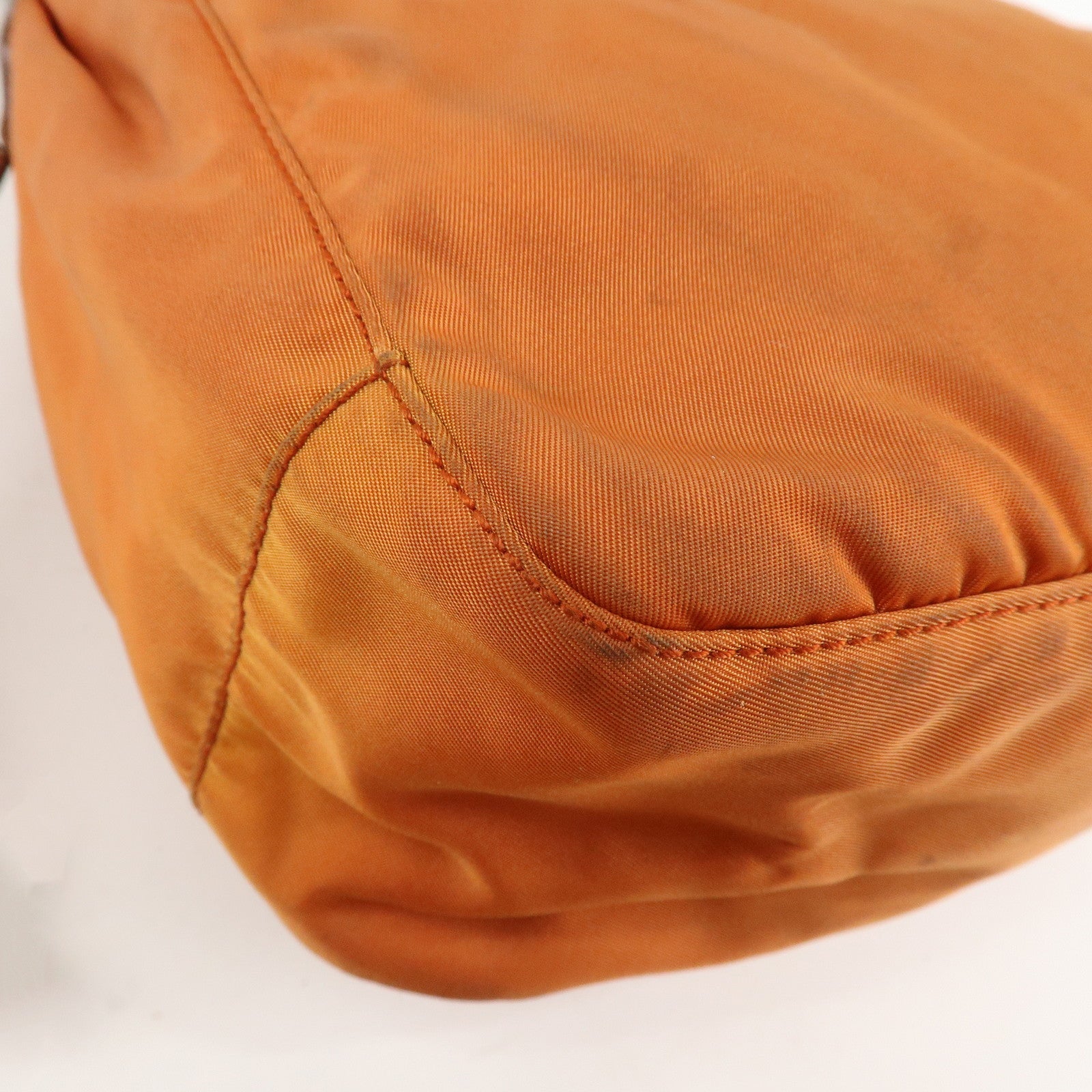 PRADA Logo Nylon Leather Shoulder Bag Crossbody Bag Orange BT0692 Used