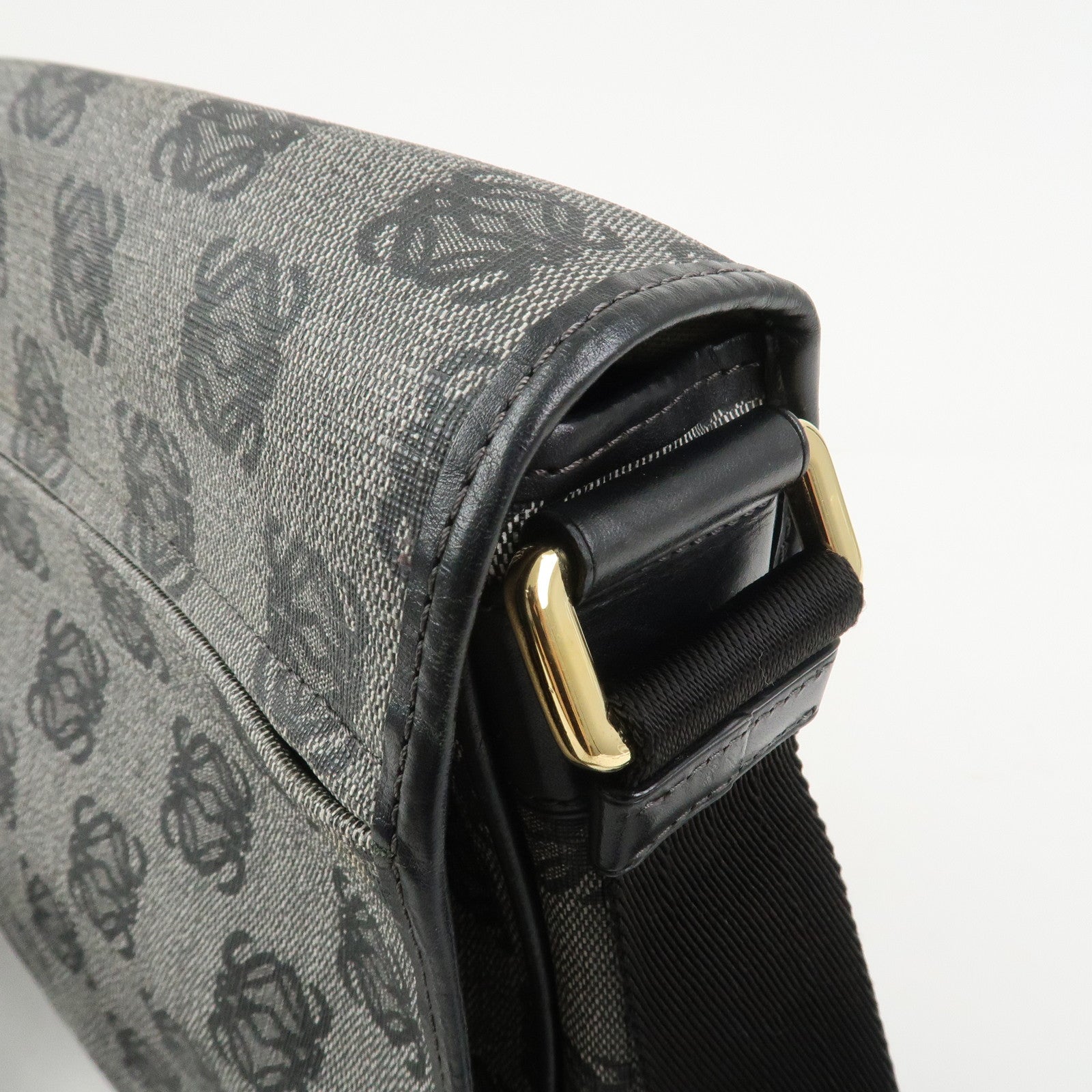 LOEWE Repeat Anagram PVC Leather Shoulder Bag Crossbody Bag Black