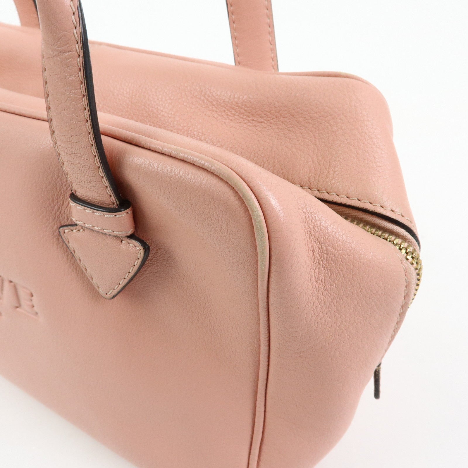LOEWE Heritage Logo Leather Boston Bag Shoulder Bag Pink