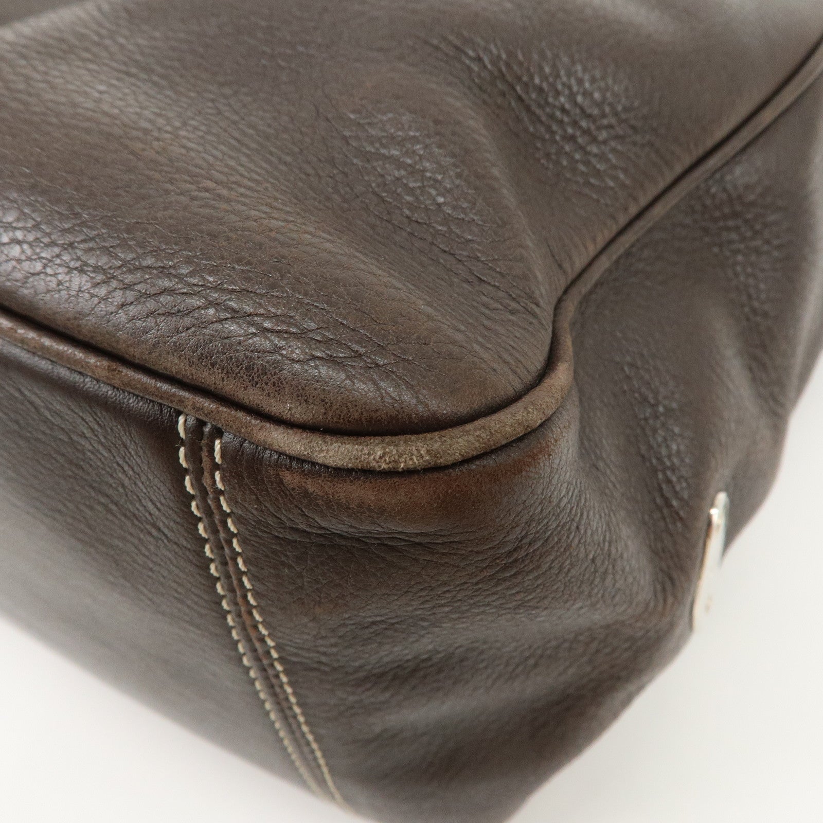 CELINE Boogie Bag Leather Large Tote Bag Hand Bag Dark Brown