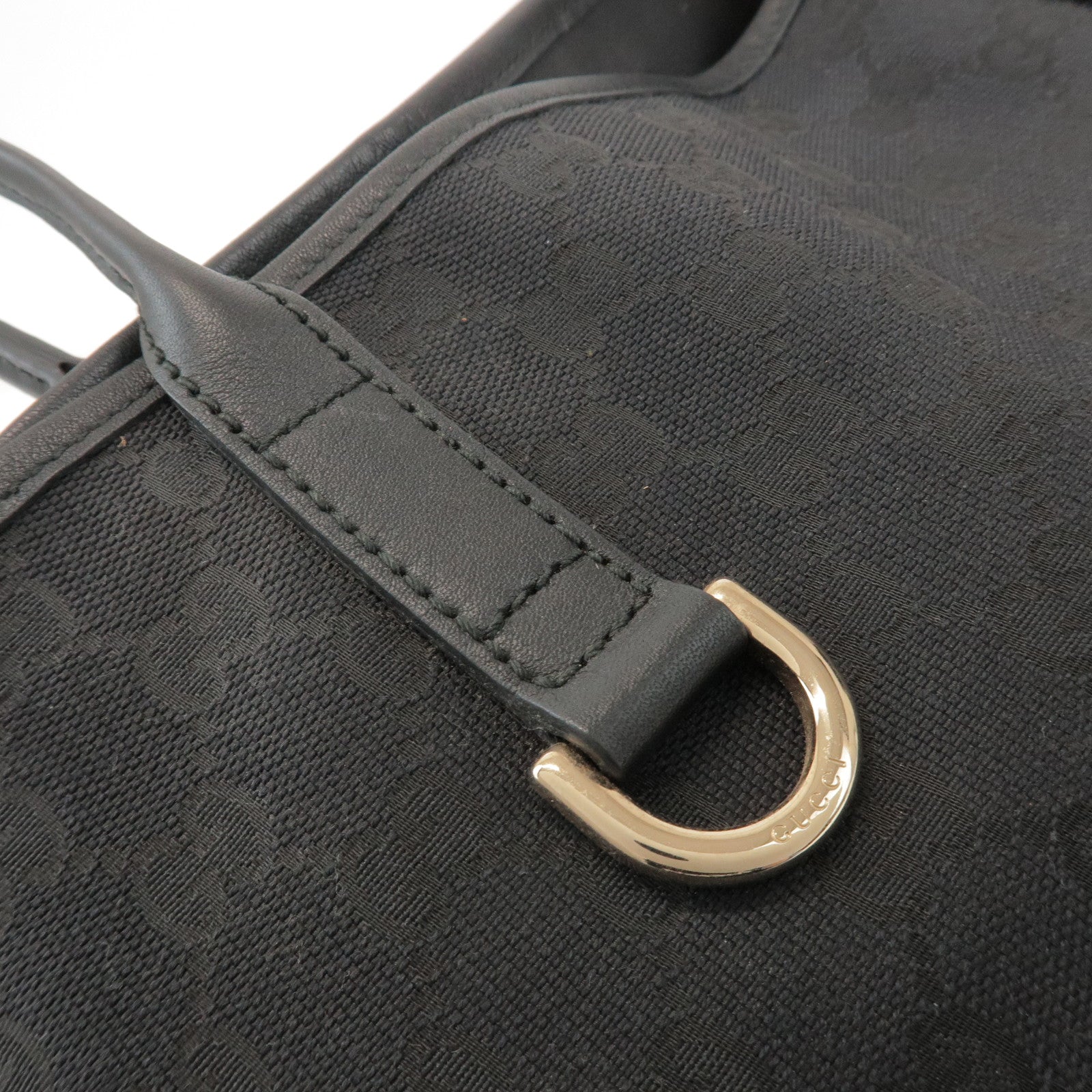 GUCCI New Britt GG Canvas Leather Tote Bag Hand Bag Black 169946