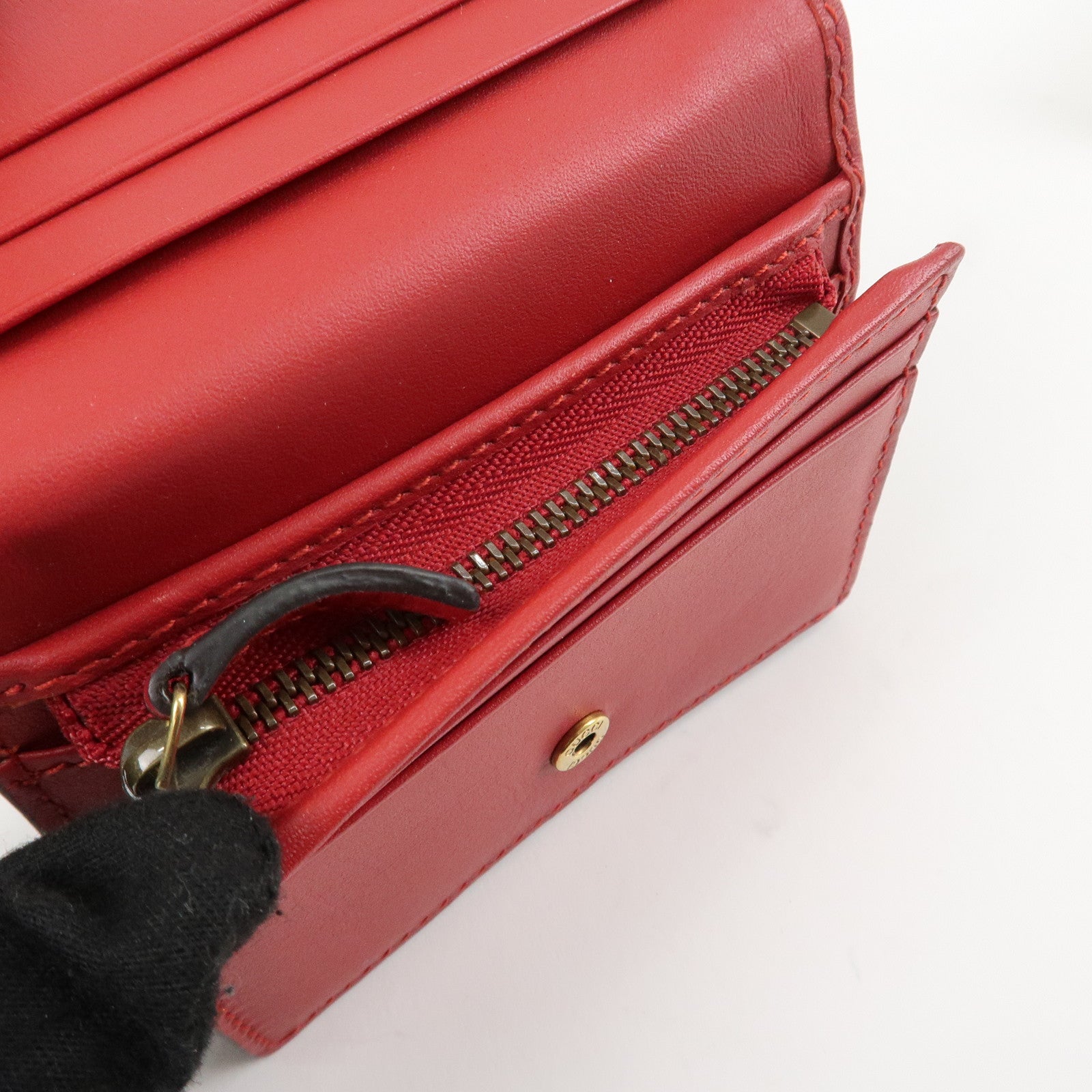 GUCCI Interlocking G GG Supreme Cherry Compact Wallet Beige 476050 Used