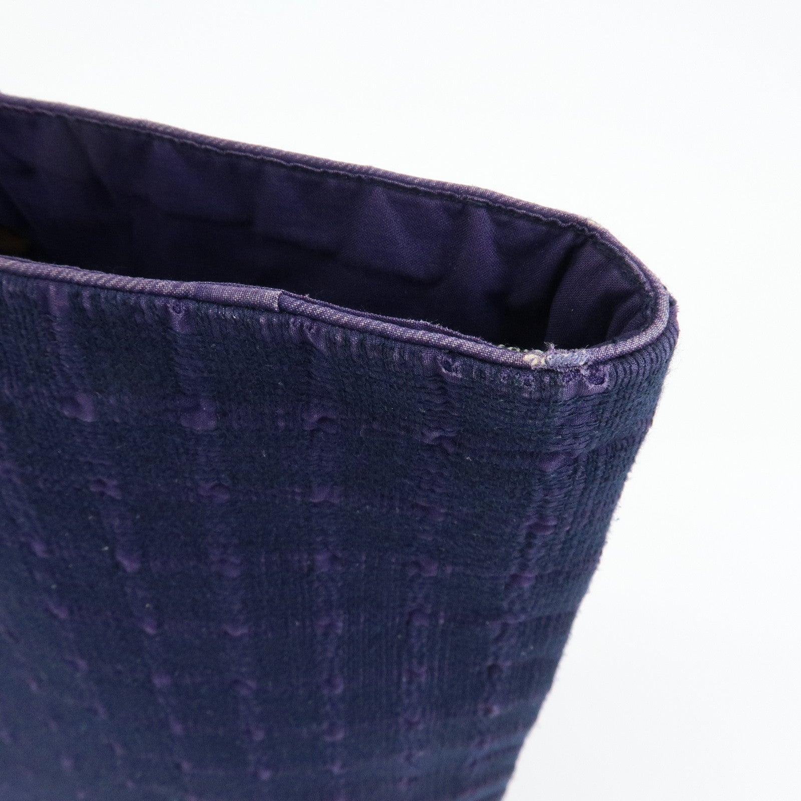 HERMES Amedaba GM Canvas Leather Tote Bag Hand Bag Navy Purple