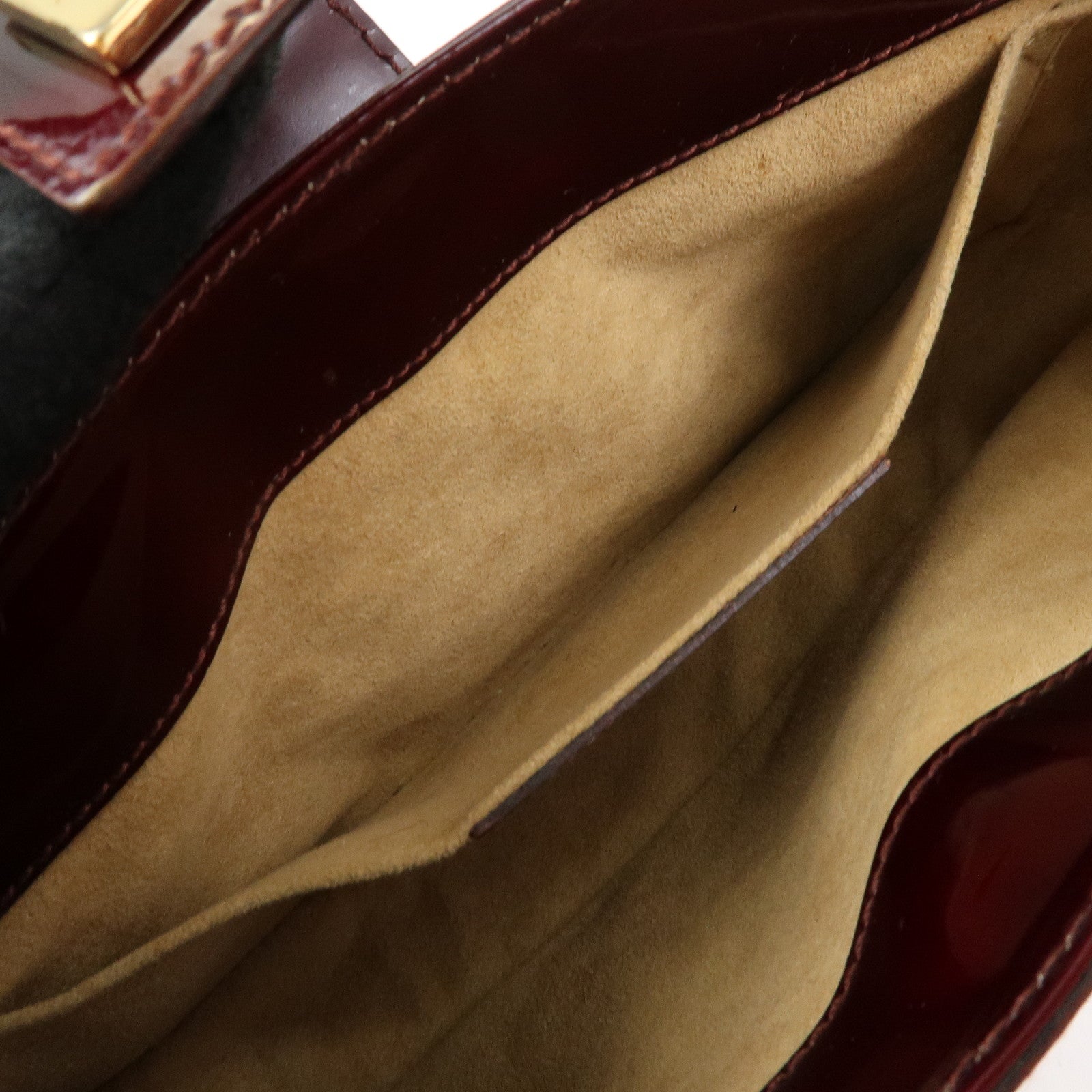 Ferragamo Patent Leather Shoulder Bag Hand Bag Bordeaux