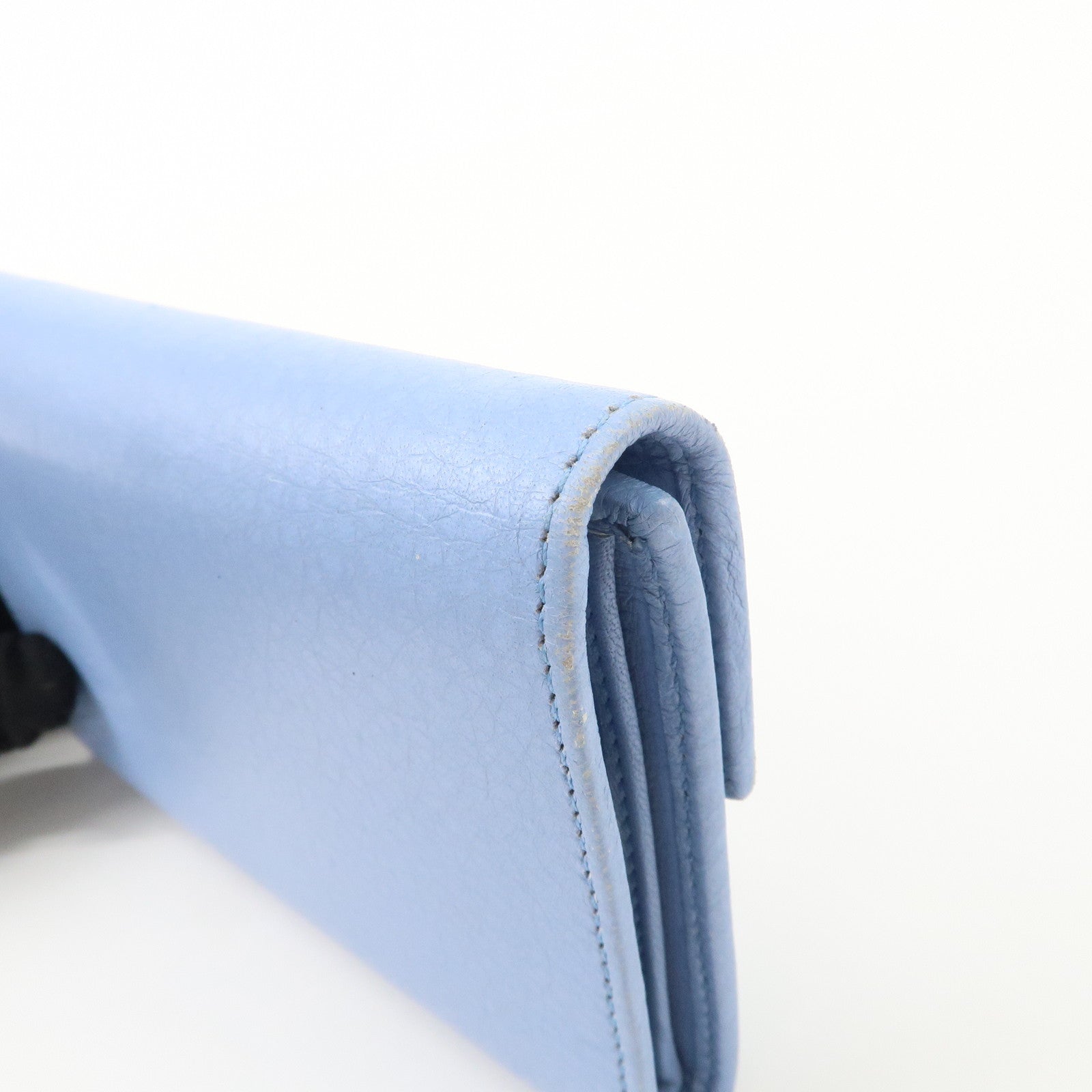 GUCCI Trifold Leather Wallet Blue Gold Hardware 346057 Used