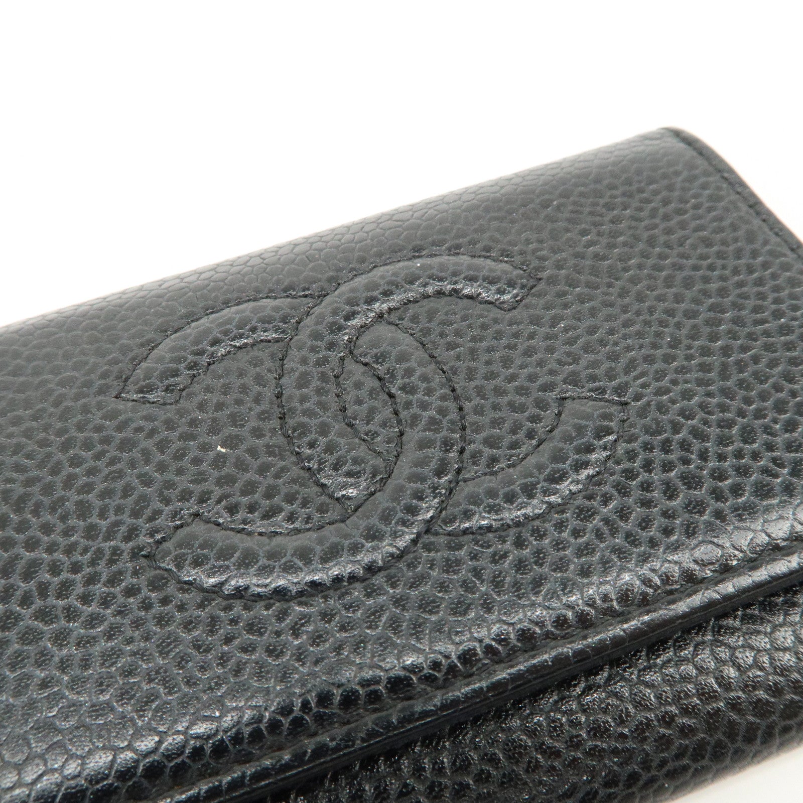 CHANEL COCO Mark Caviarskin 6 Rings Key Case Key Holder A13502