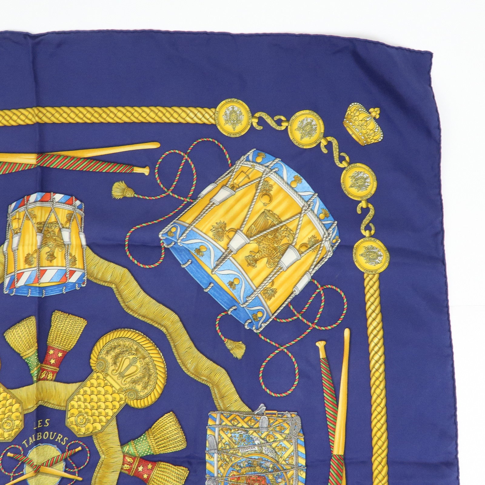 HERMES Carre 90 Set of 2 Silk 100% Scarf Black Navy Yellow