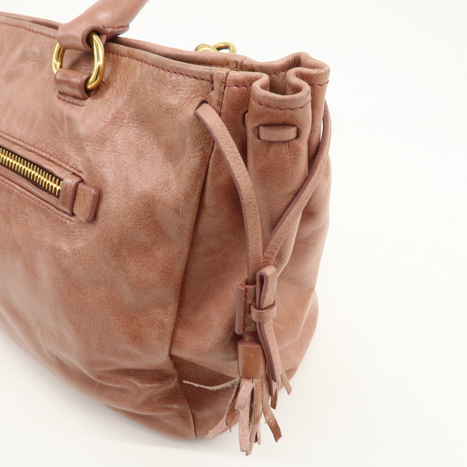 PRADA Triangle Logo Leather 2Way Shoulder Bag Hand Bag Pink BN1921