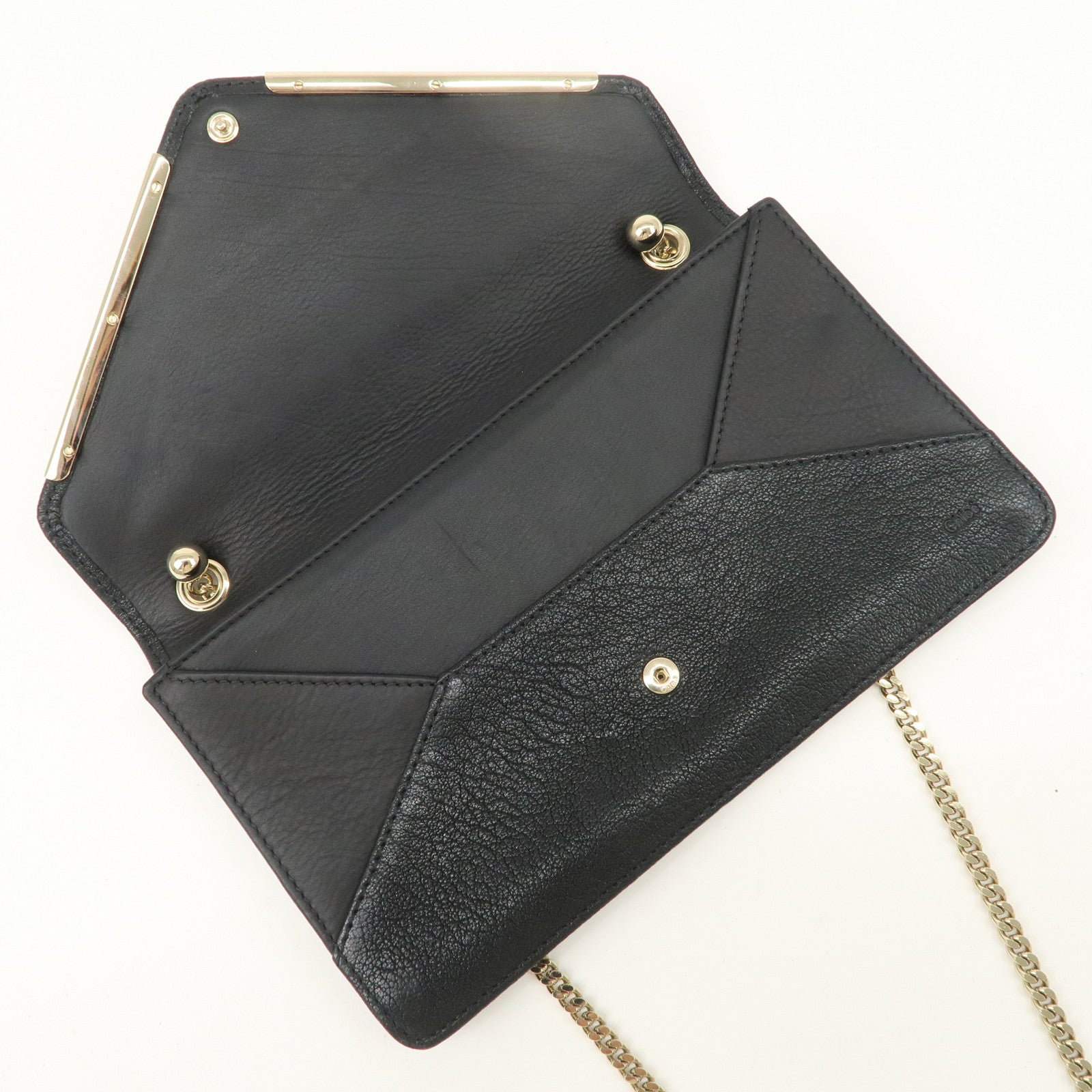Chloe Leather Chain Shoulder Bag Black Gold Hardware Used