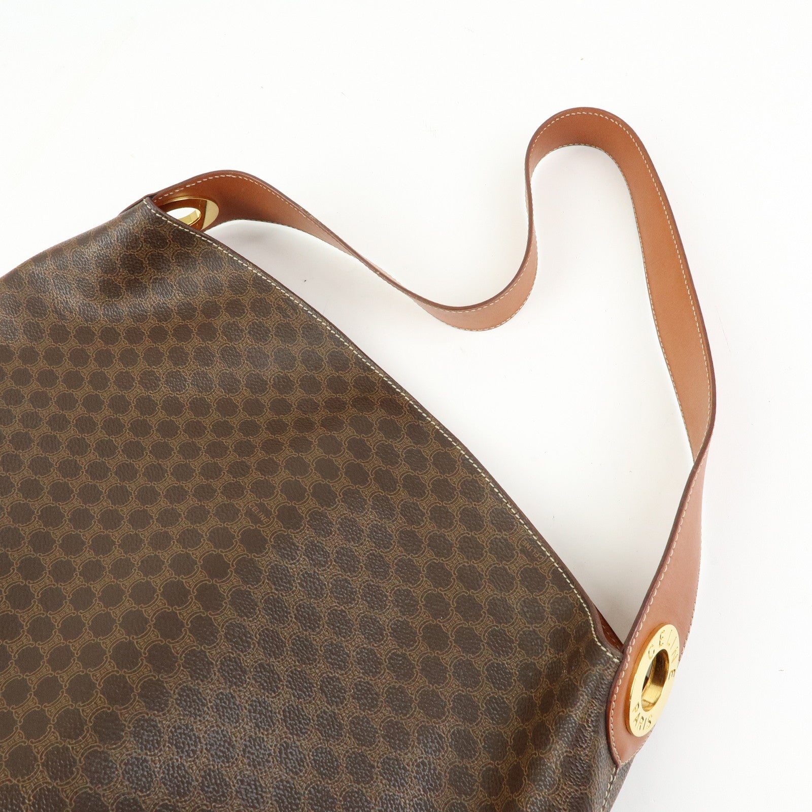 CELINE Macadam PVC Canvas Shoulder Bag Hand Bag Brown