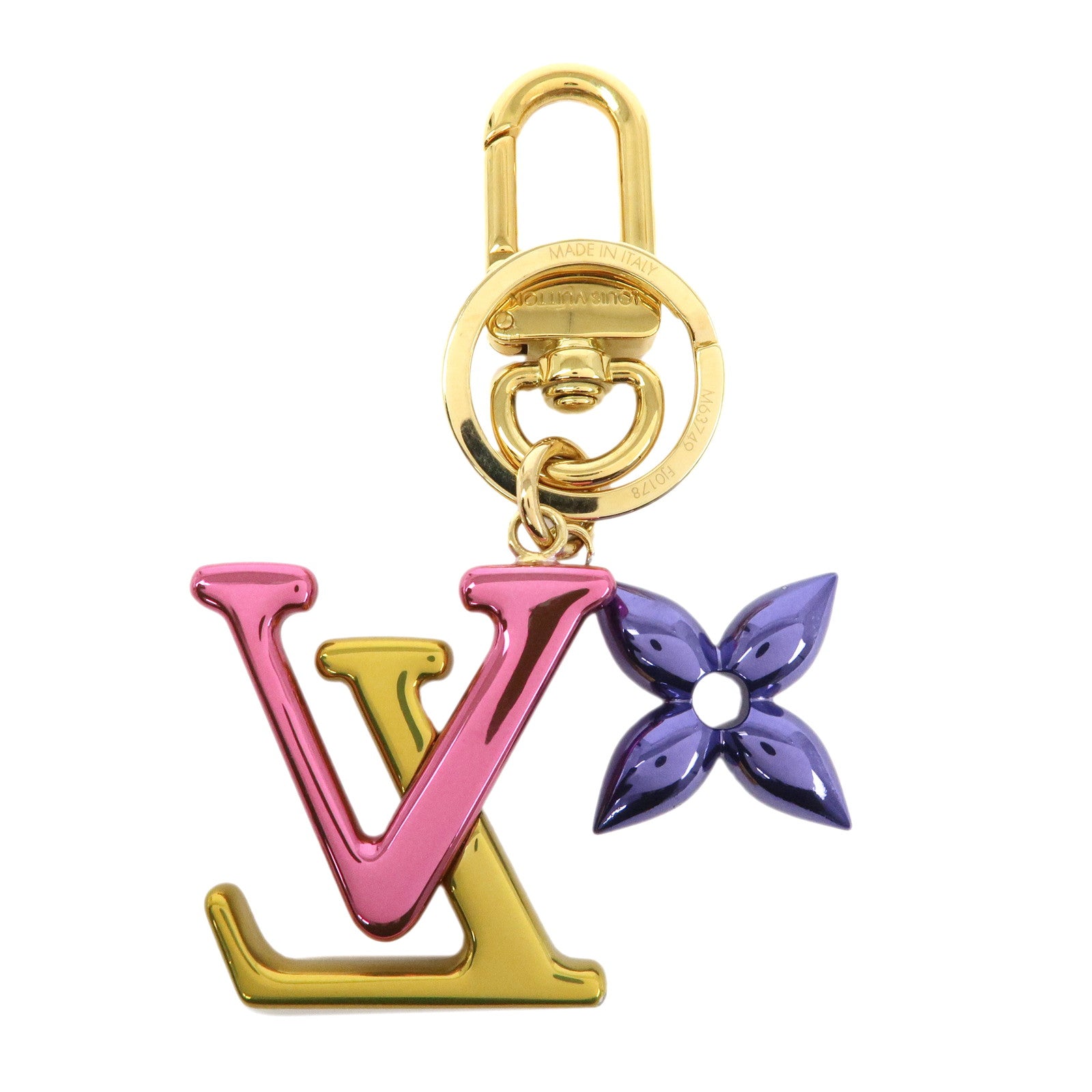 Louis Vuitton Porte Cles LV New Wave Bag Charm Gold Pink M63749