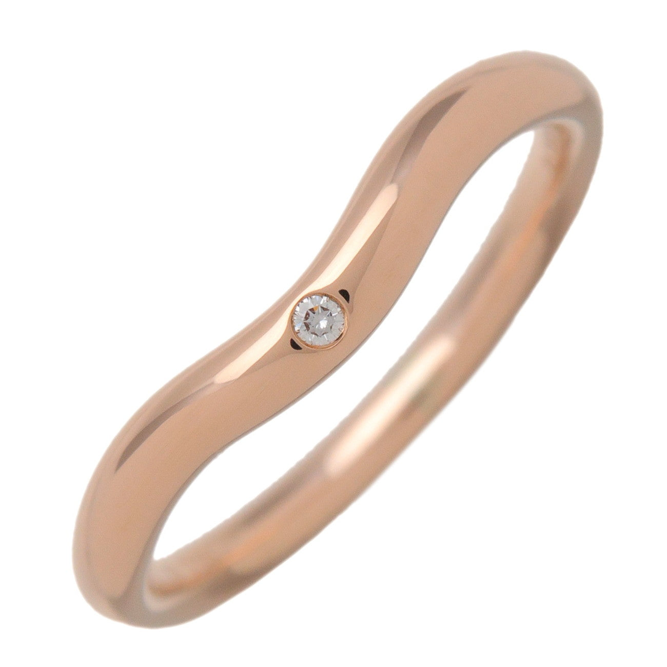 Tiffany & Co Curved Band 1P Diamond Ring 750PG Rose Gold US5.5 EU50